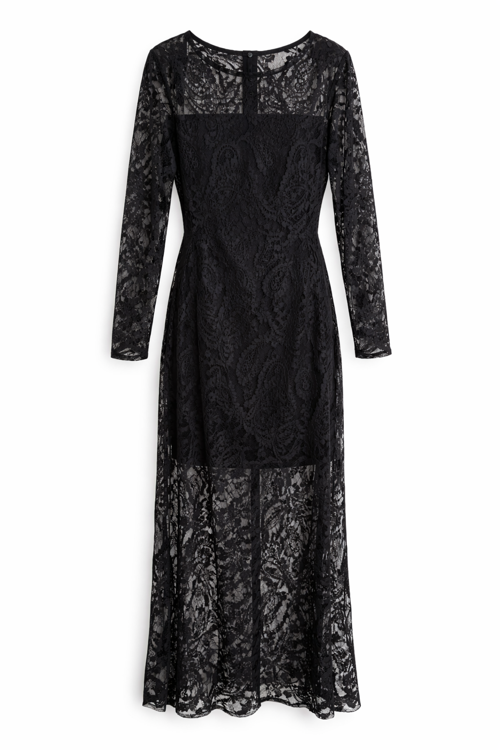 Vestido longo com amarração em renda
