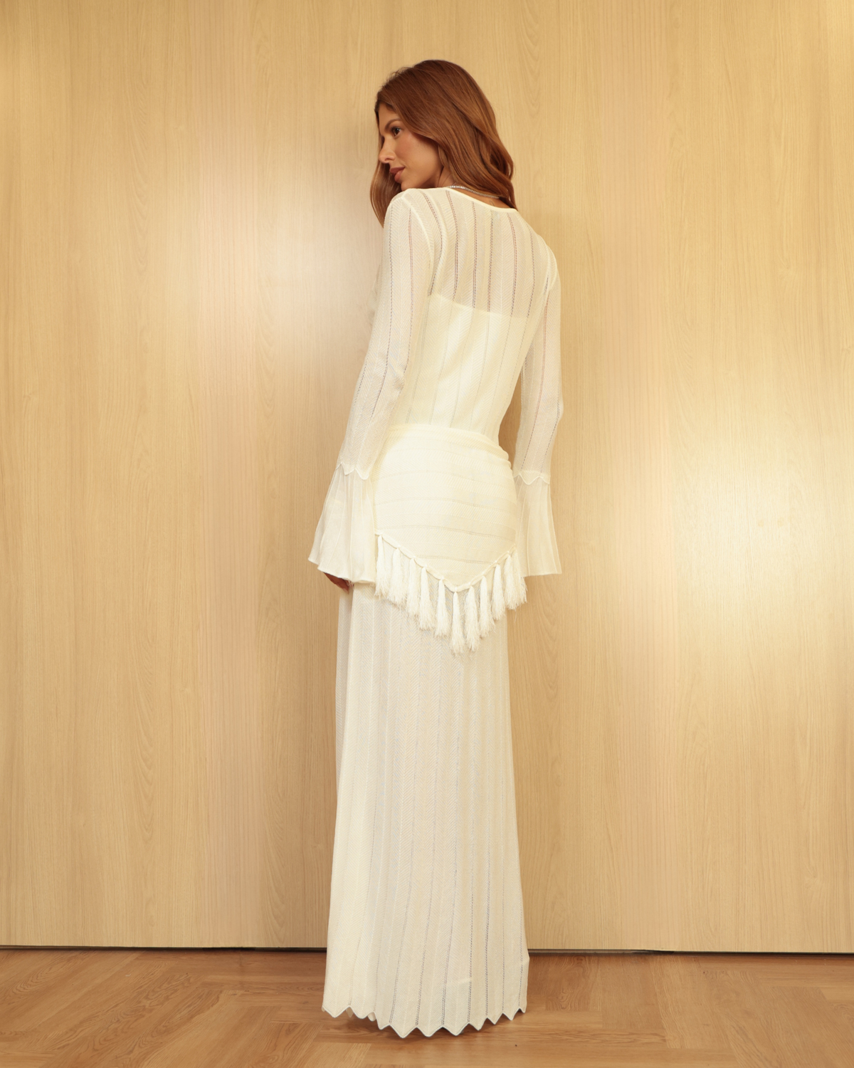 Vestido Longo em Tricot e Lenço