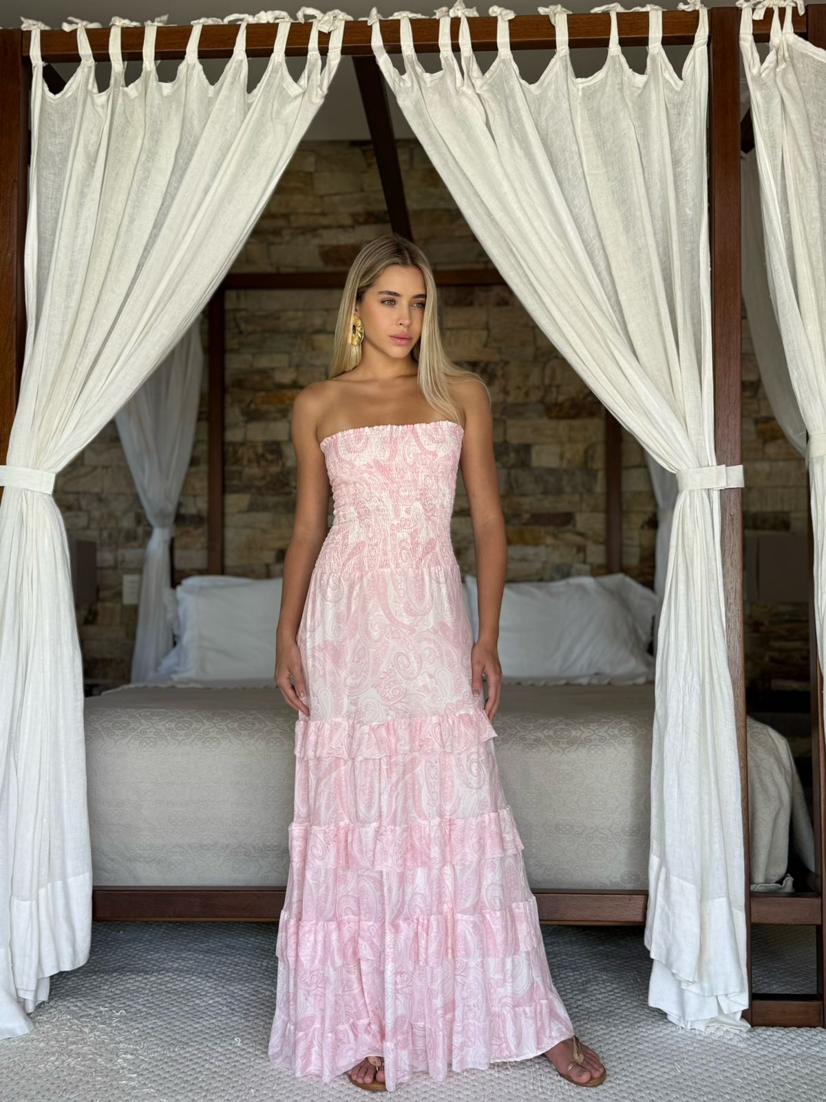 Vestido Tomara Que Caia Em Lastex Estampado