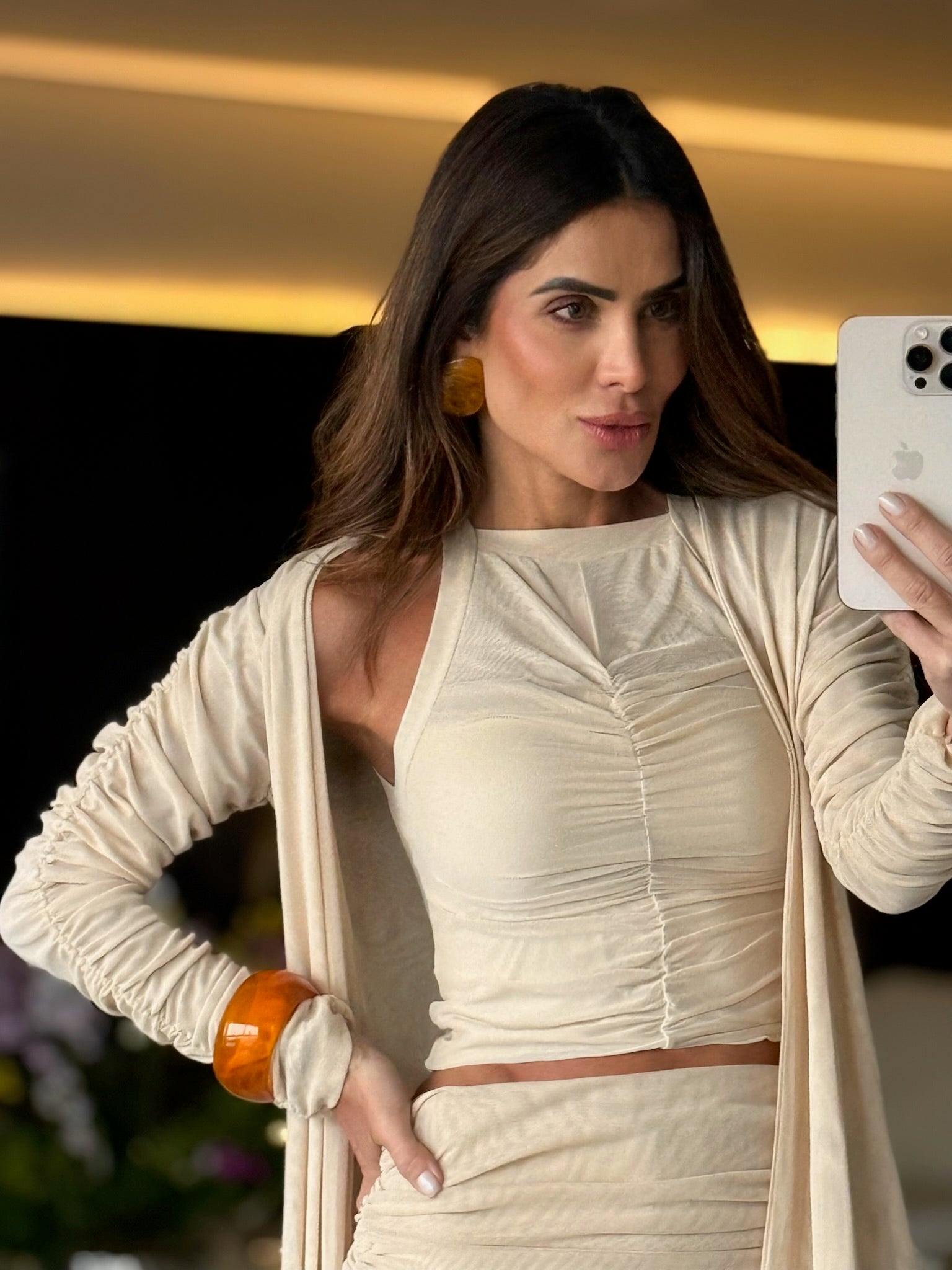 Conjunto Calça Top e Cardigan em Tule