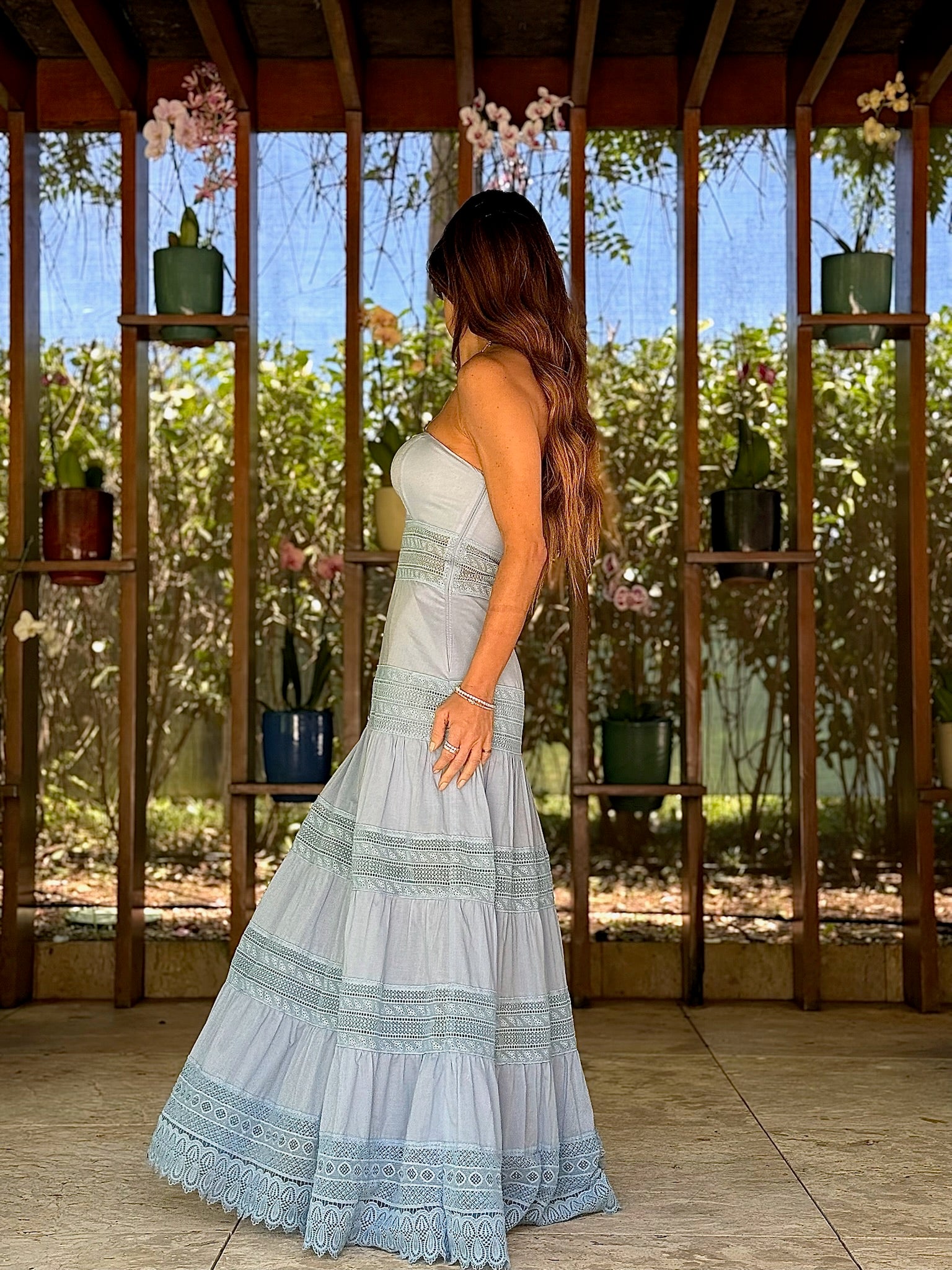 Vestido Tomara Que Caia Em Cambraia De Algodão Com Entremeio Em Renda