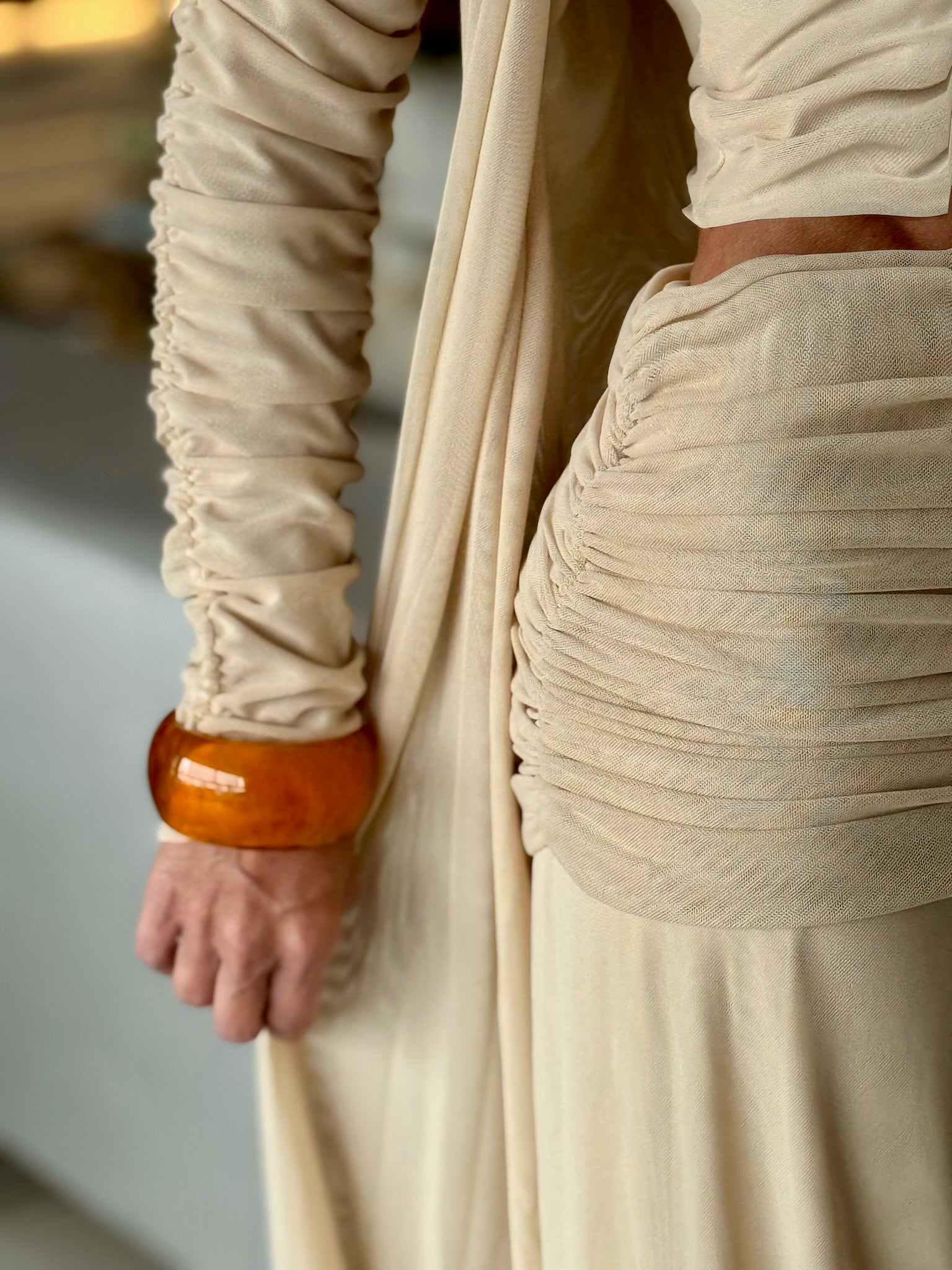 Conjunto Calça Top e Cardigan em Tule