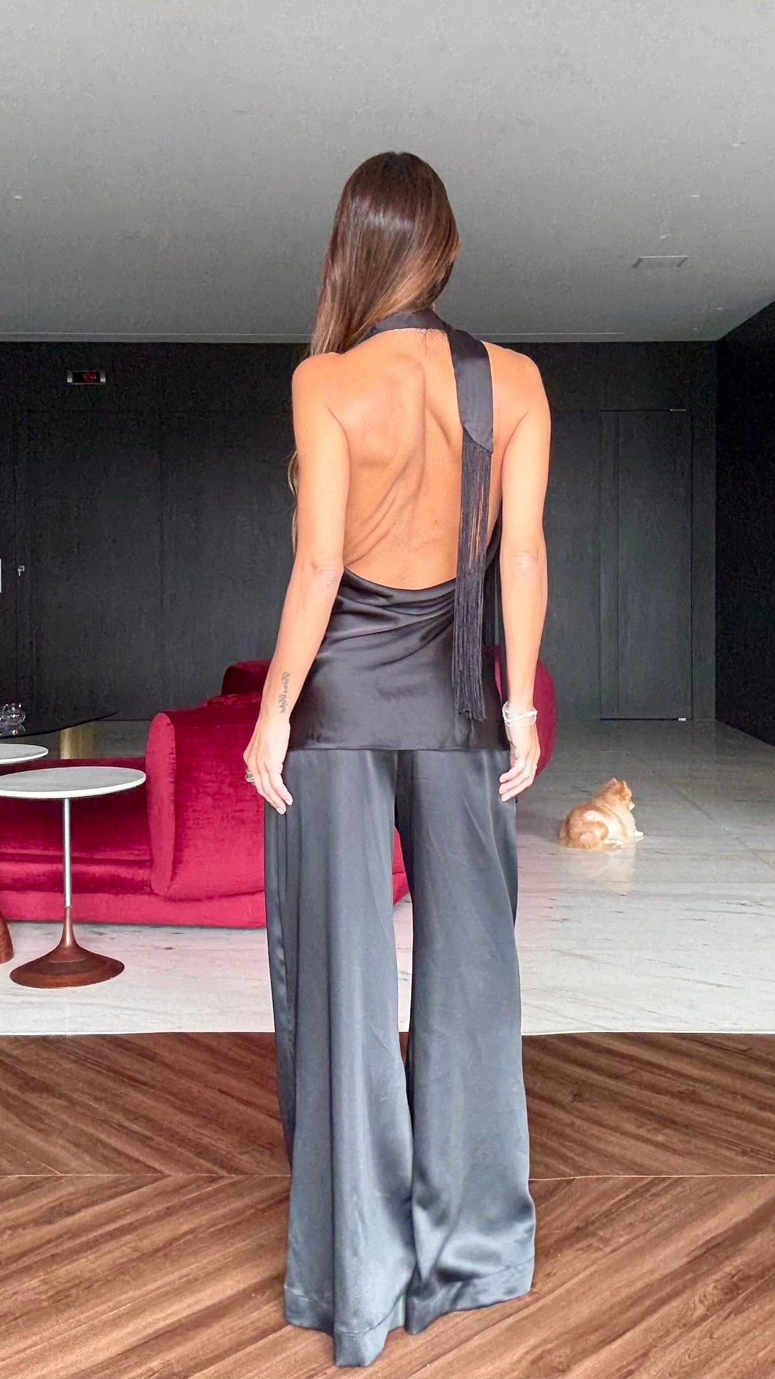 Calça Pantalona De Cetim