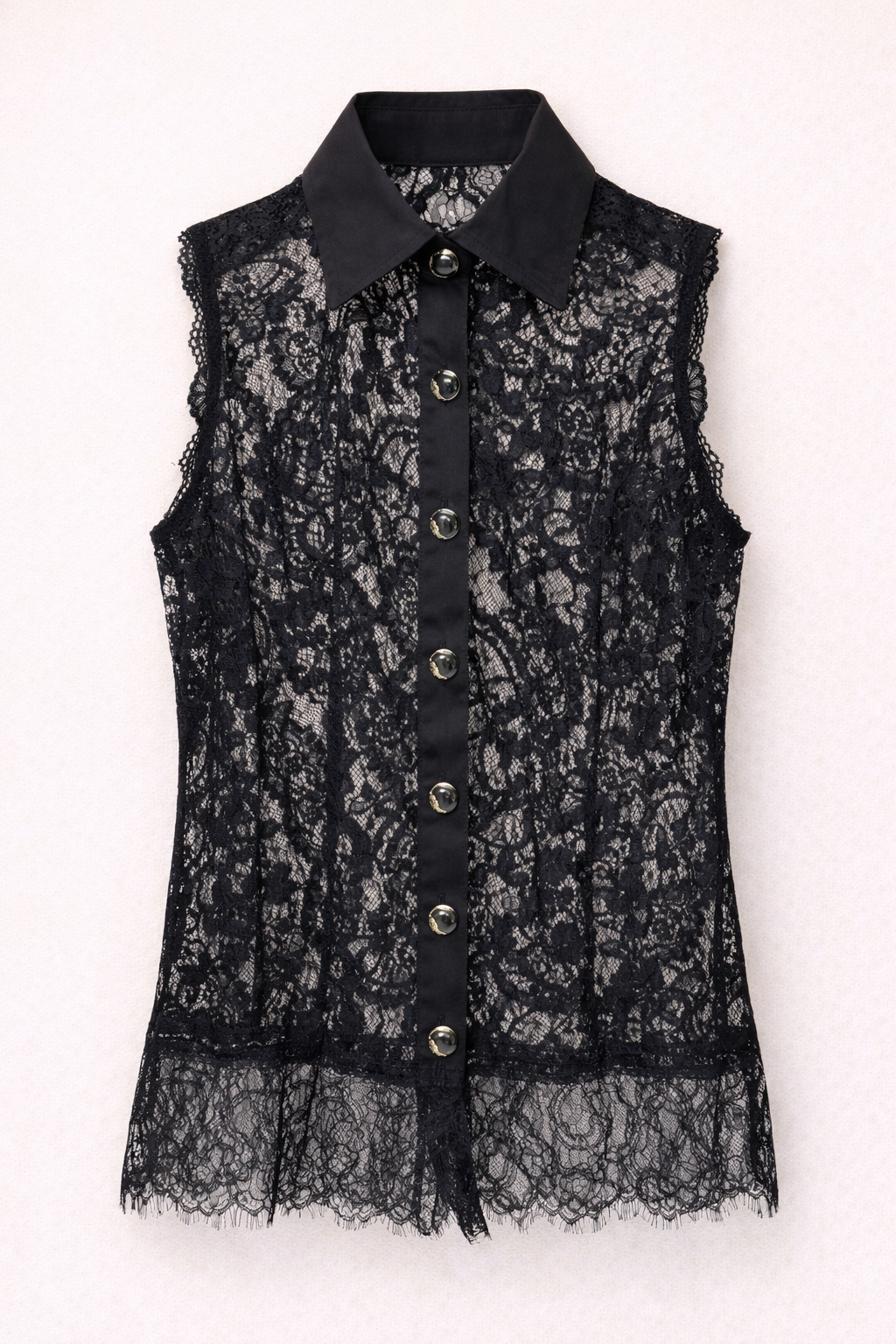 Camisa de renda sem manga