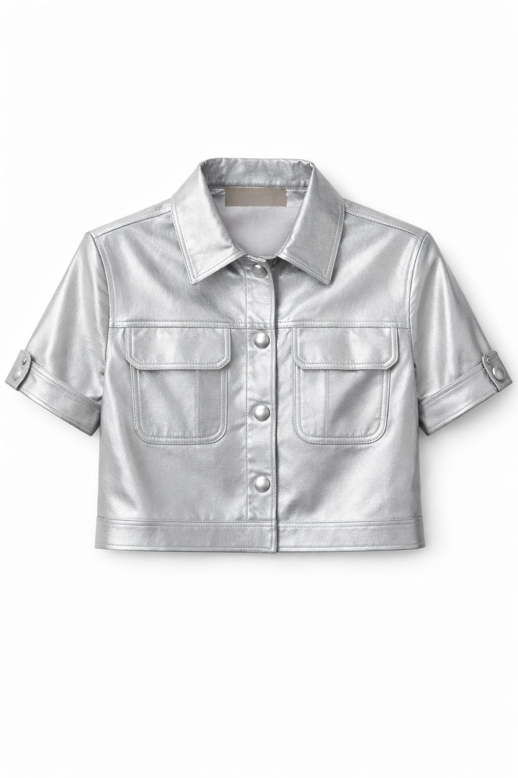 Cropped De Couro Com Botões