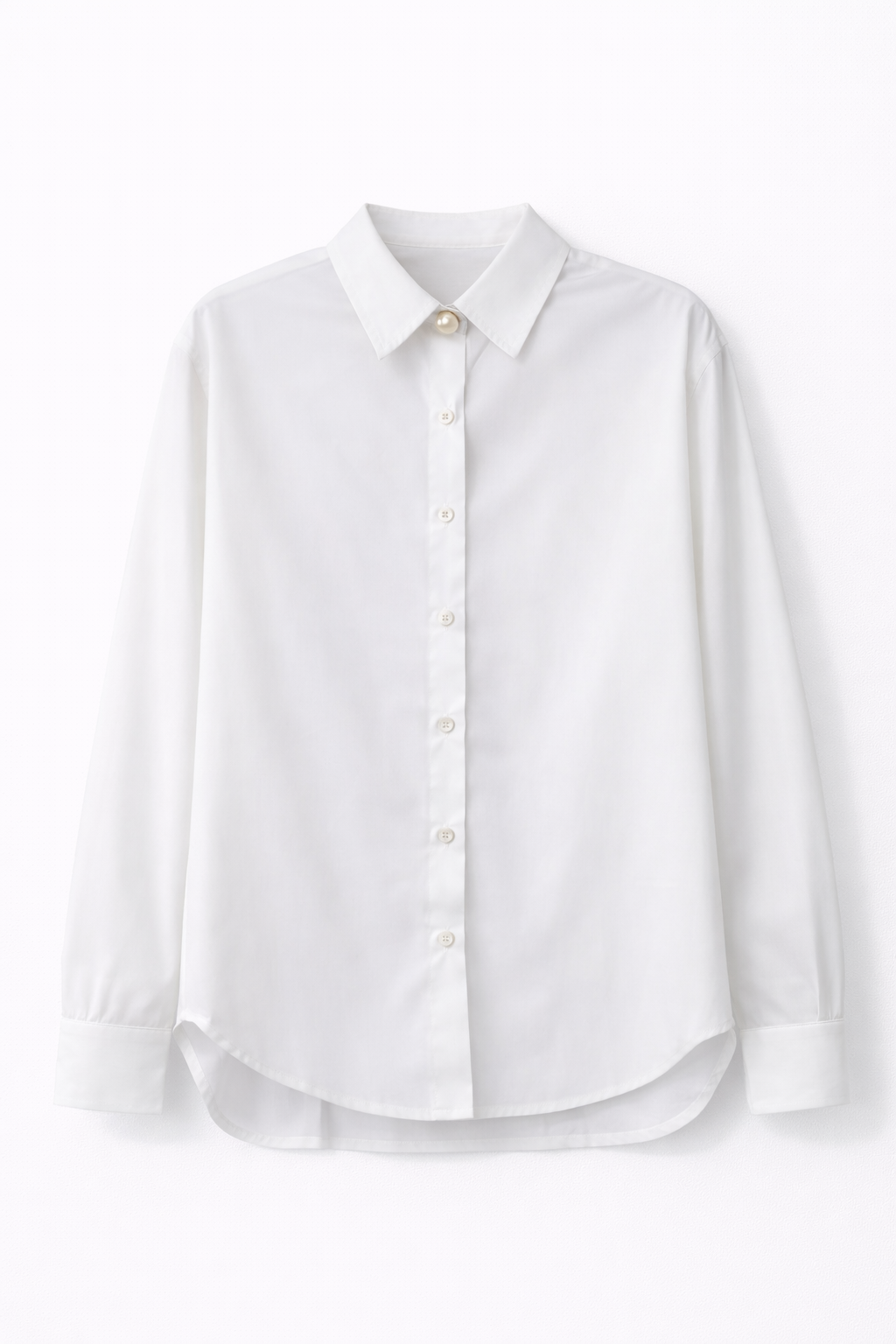 Camisa Manga Longa Botão Perolado Na Gola