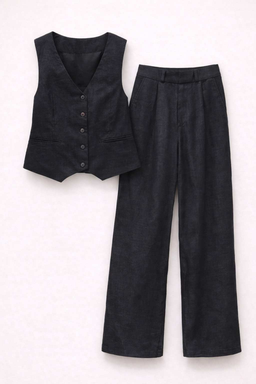 CONJUNTO COLETE E CALÇA LINHA BOTÃO