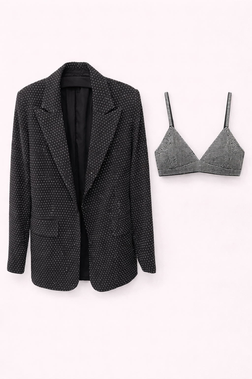 Blazer Com Top Em Strass