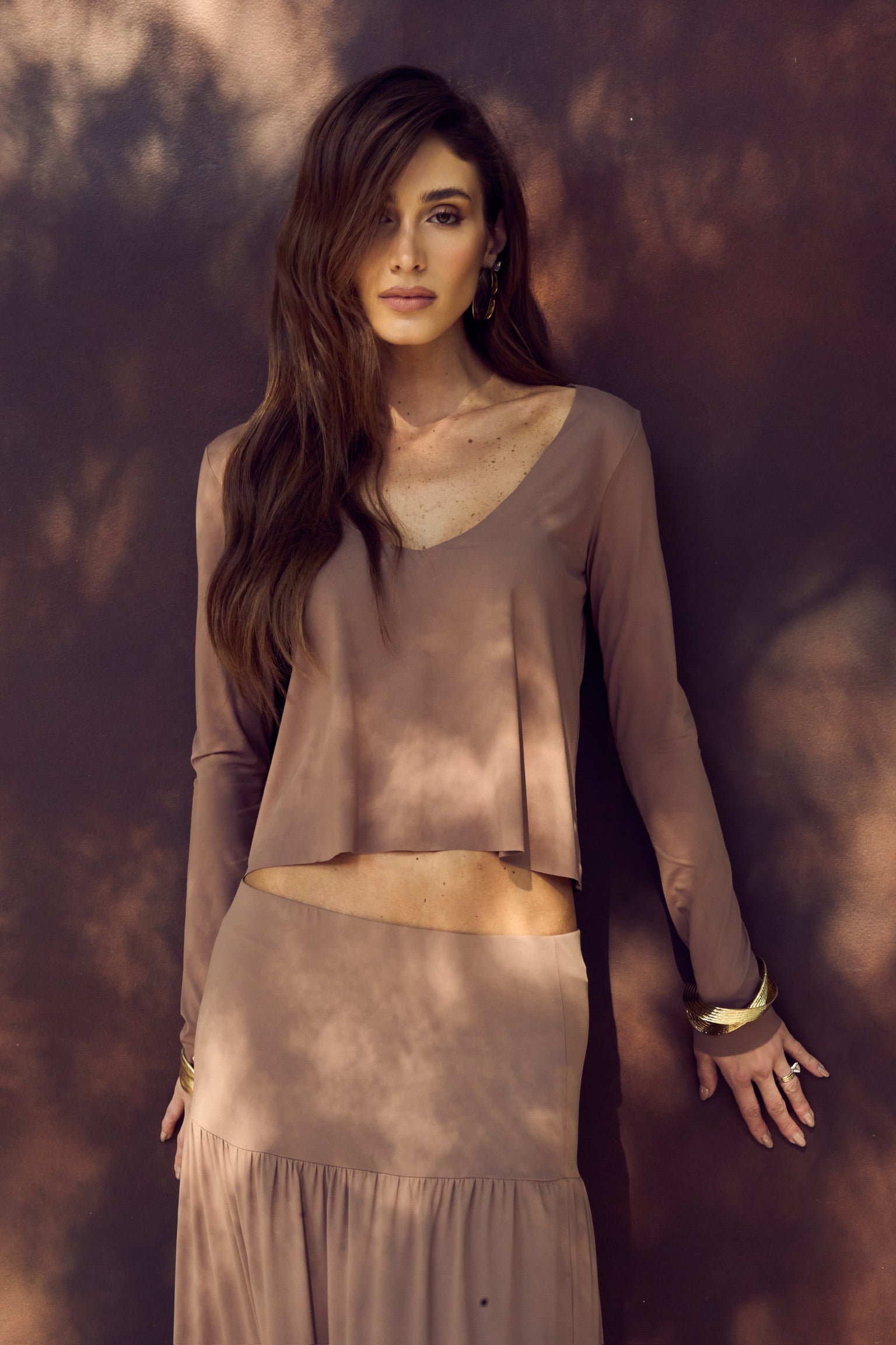 Conjunto Blusa Manga Longa E Saia