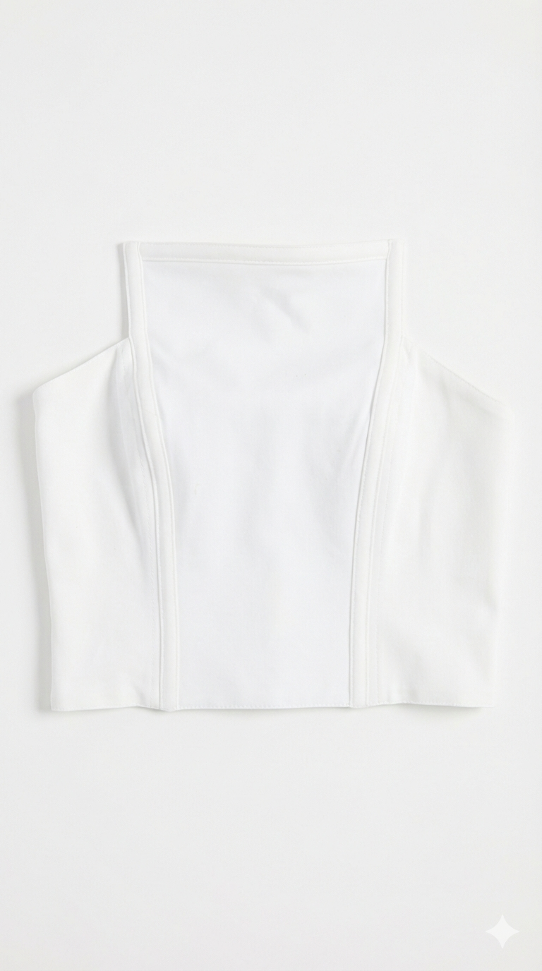 Cropped tomara que caia com decote quadrado