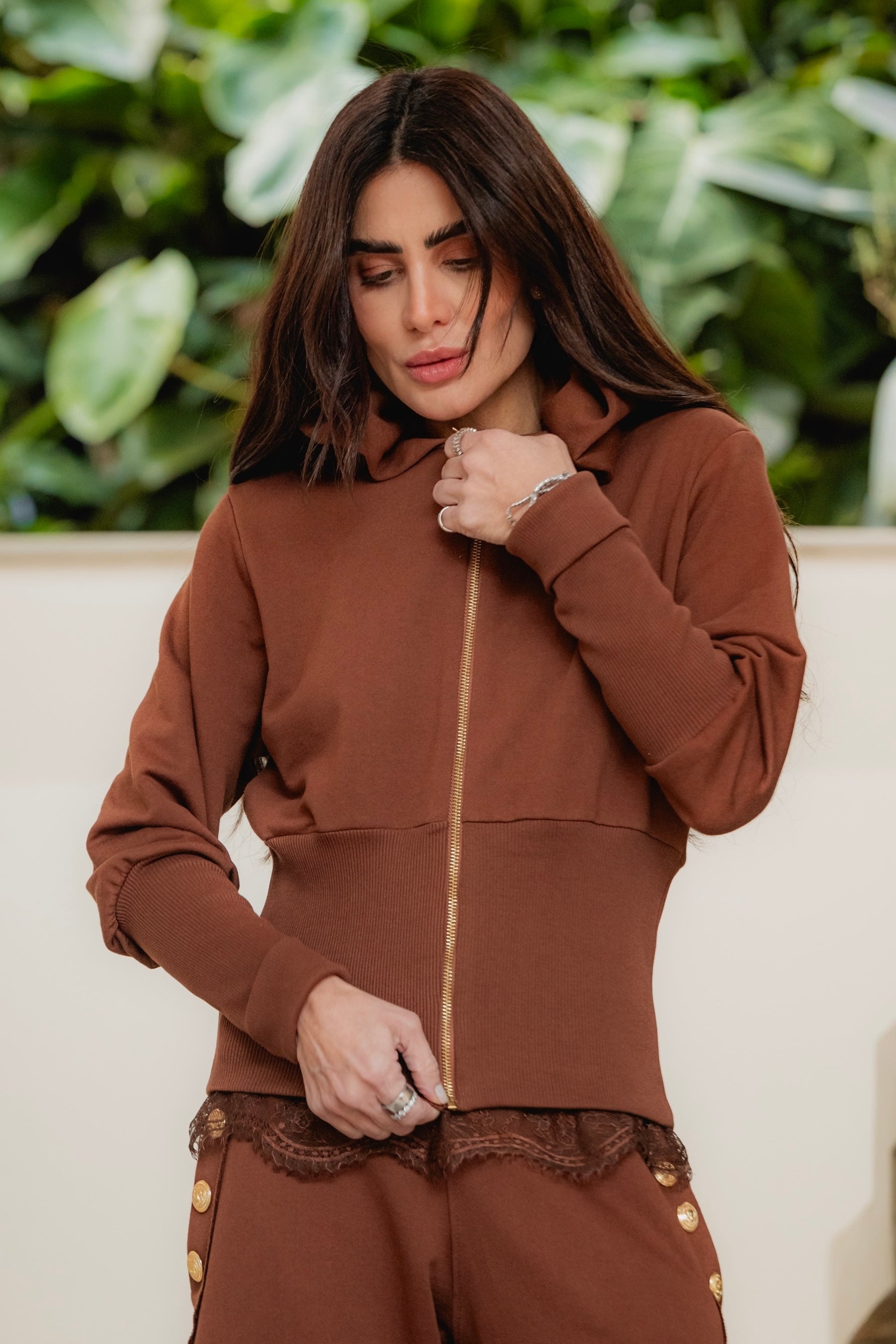 Conjunto Moletom Pantalona com Detalhes em Ribana