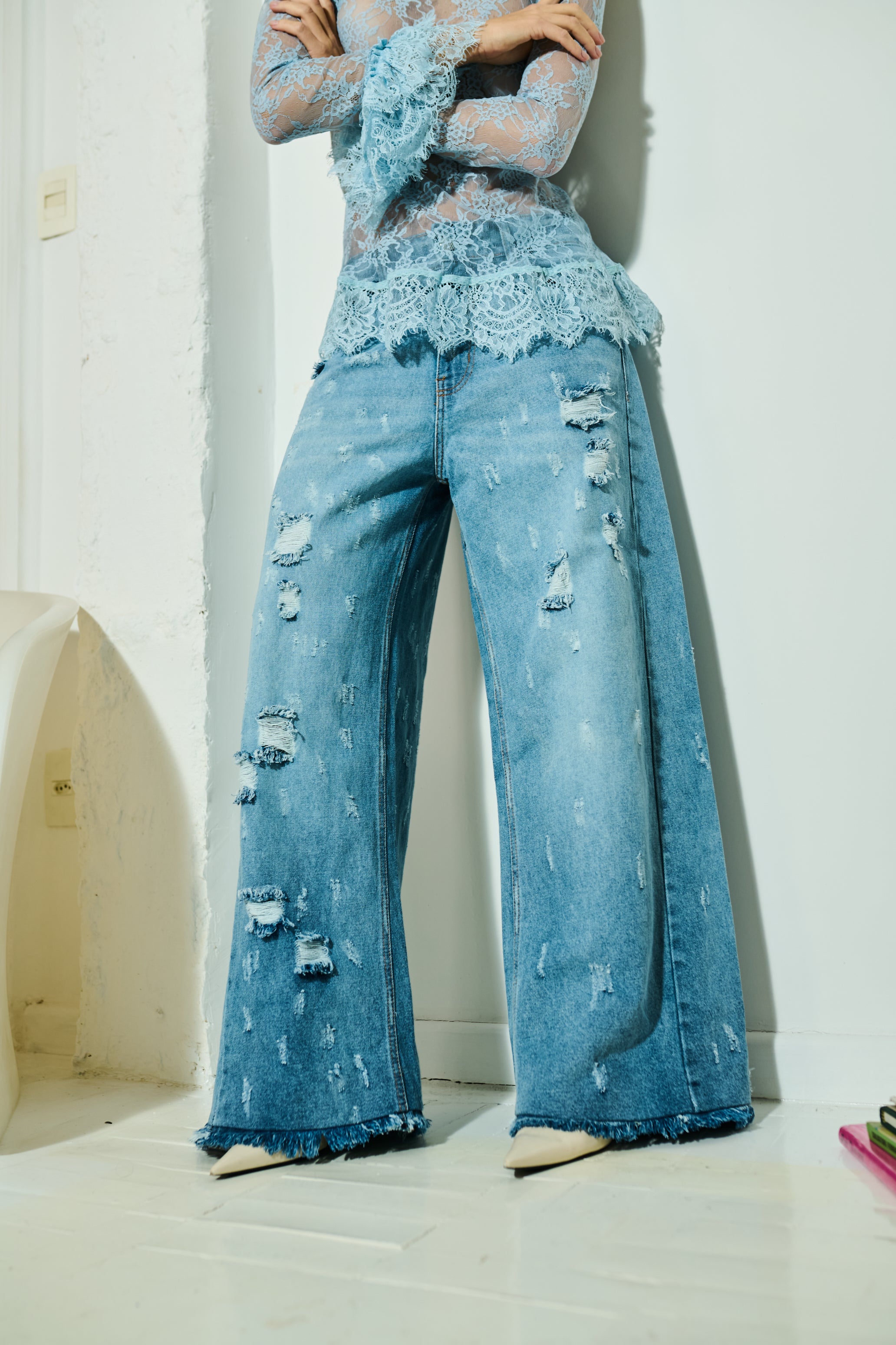 Calça Jeans Flare Destroyed – Fernanda Farah