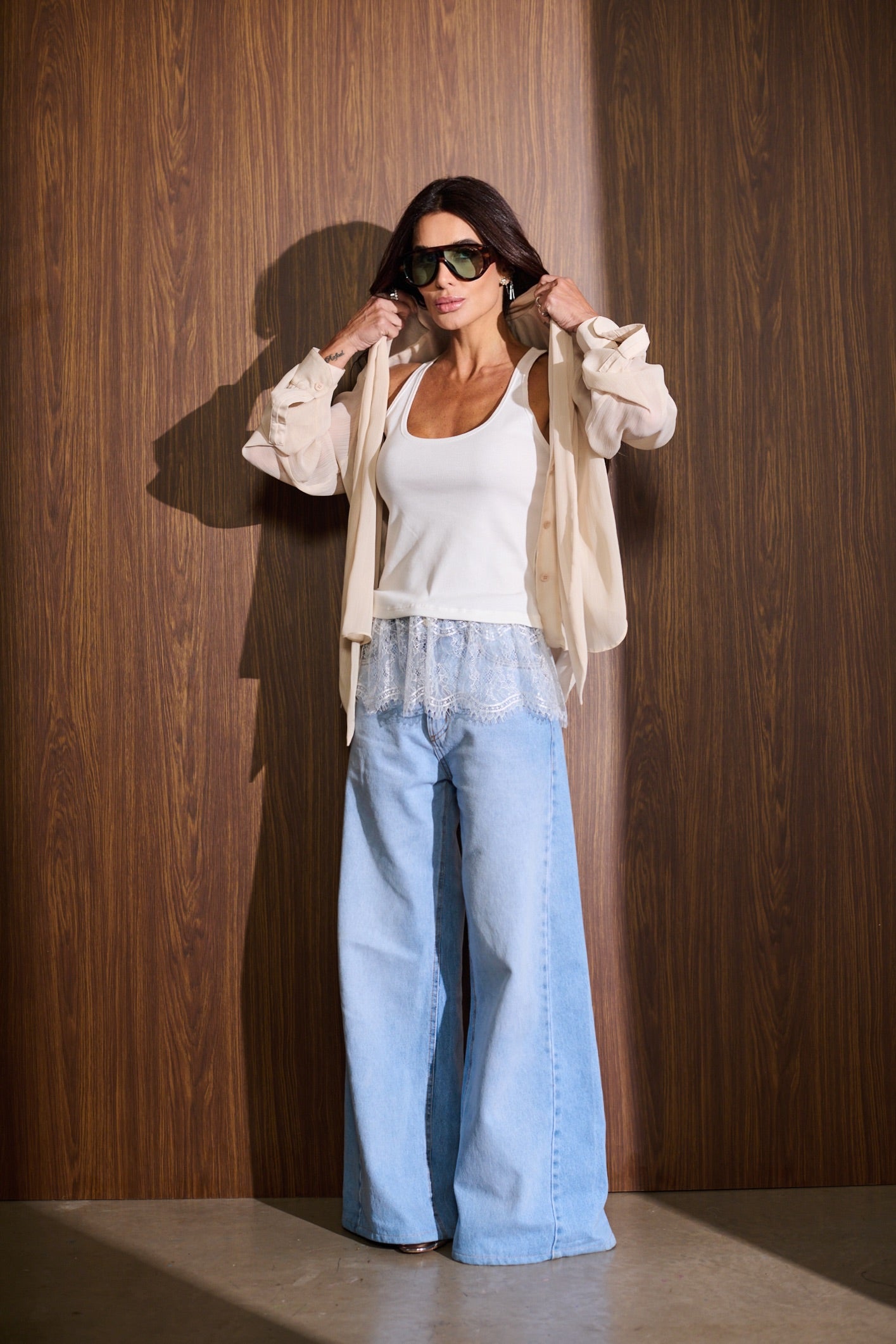 Camisa Chiffon de Seda Gola Laço