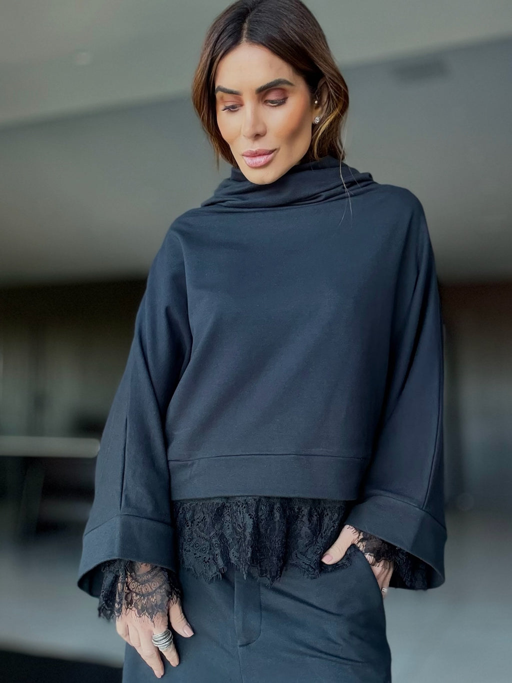 Conjunto De Moletom Blusa Ampla E Calça Pantalona