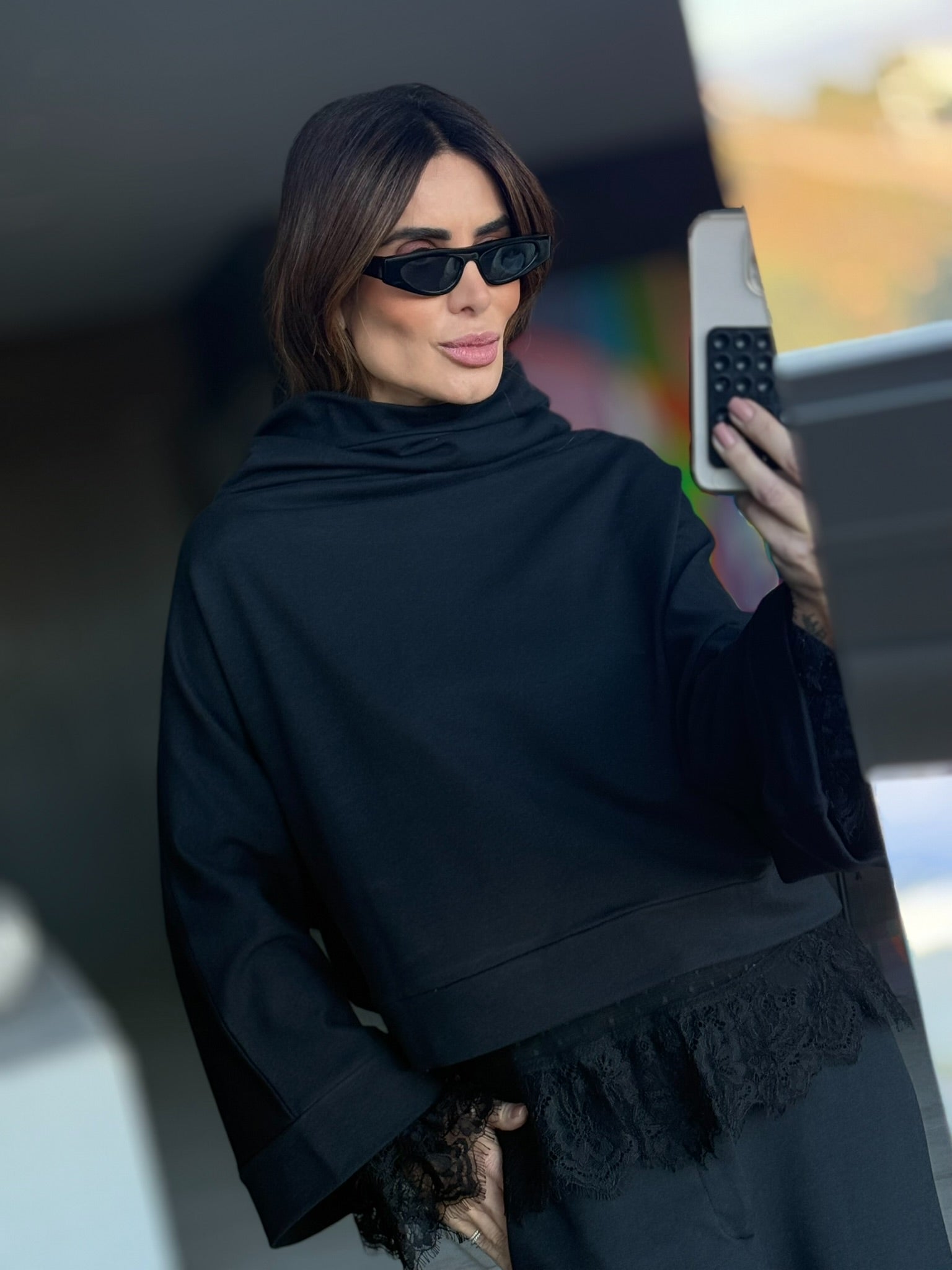 Conjunto De Moletom Blusa Ampla E Calça Pantalona