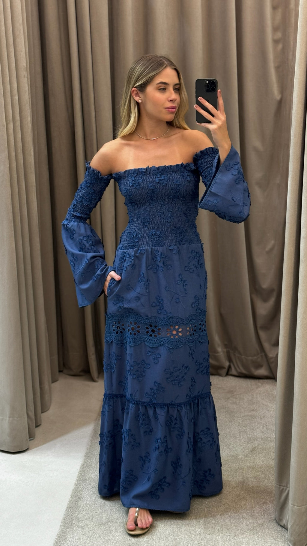 Vestido Laise Com Lastex Ombro A Ombro