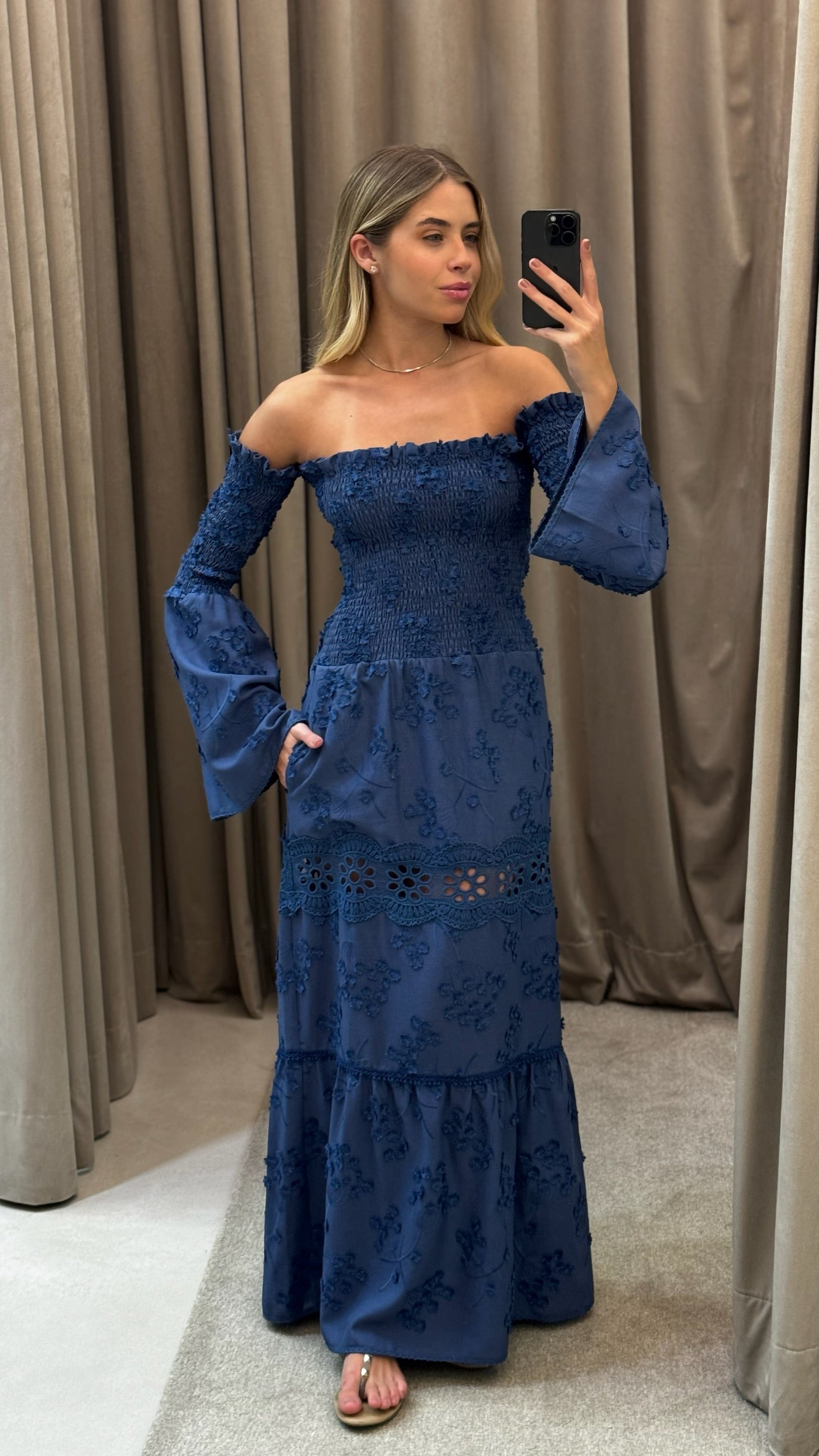 Vestido Laise Com Lastex Ombro A Ombro