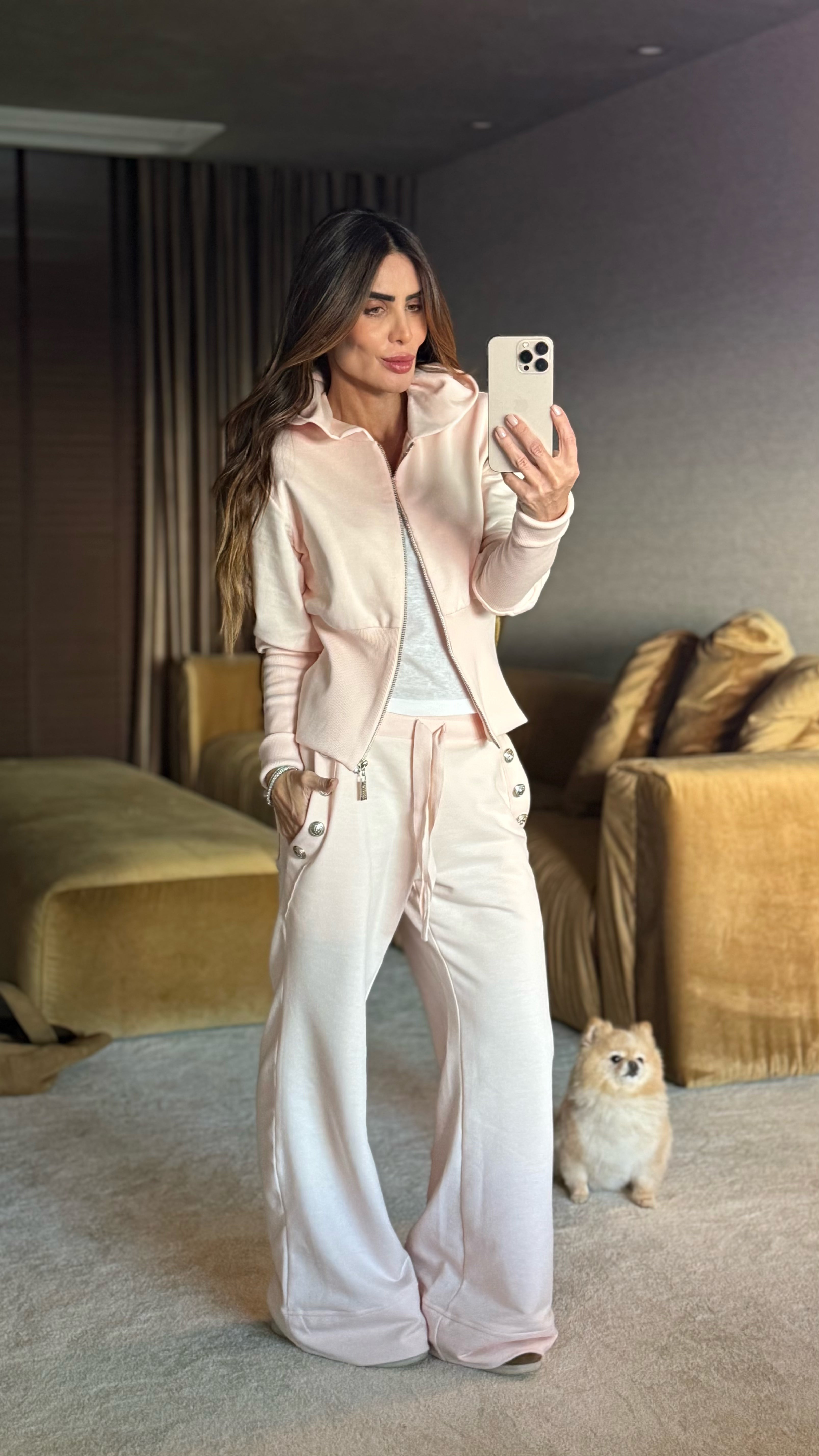 Conjunto Moletom Pantalona Com Detalhes Em Ribana