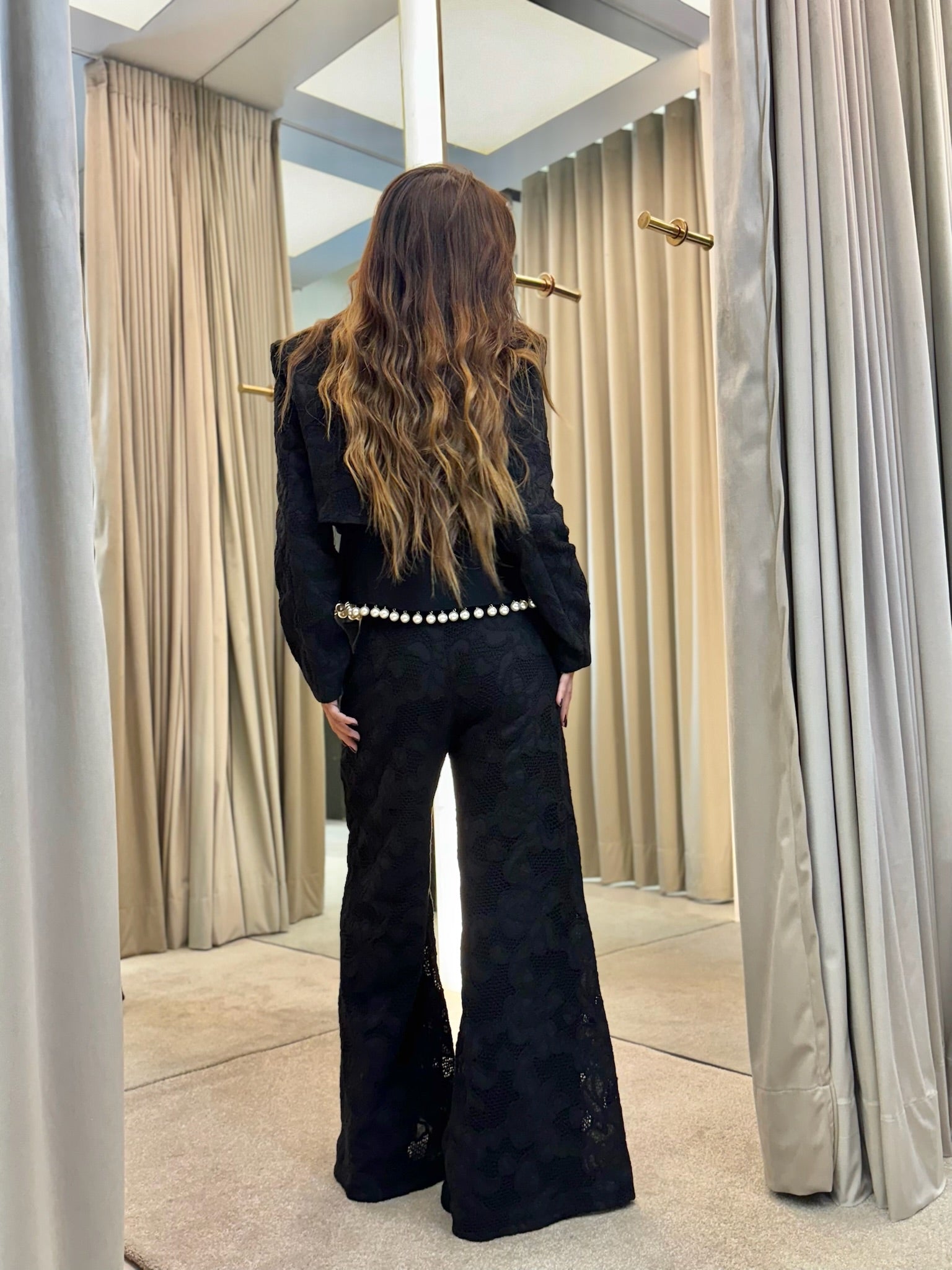 Conjunto De Calça Pantalona E Blazer Em Laise