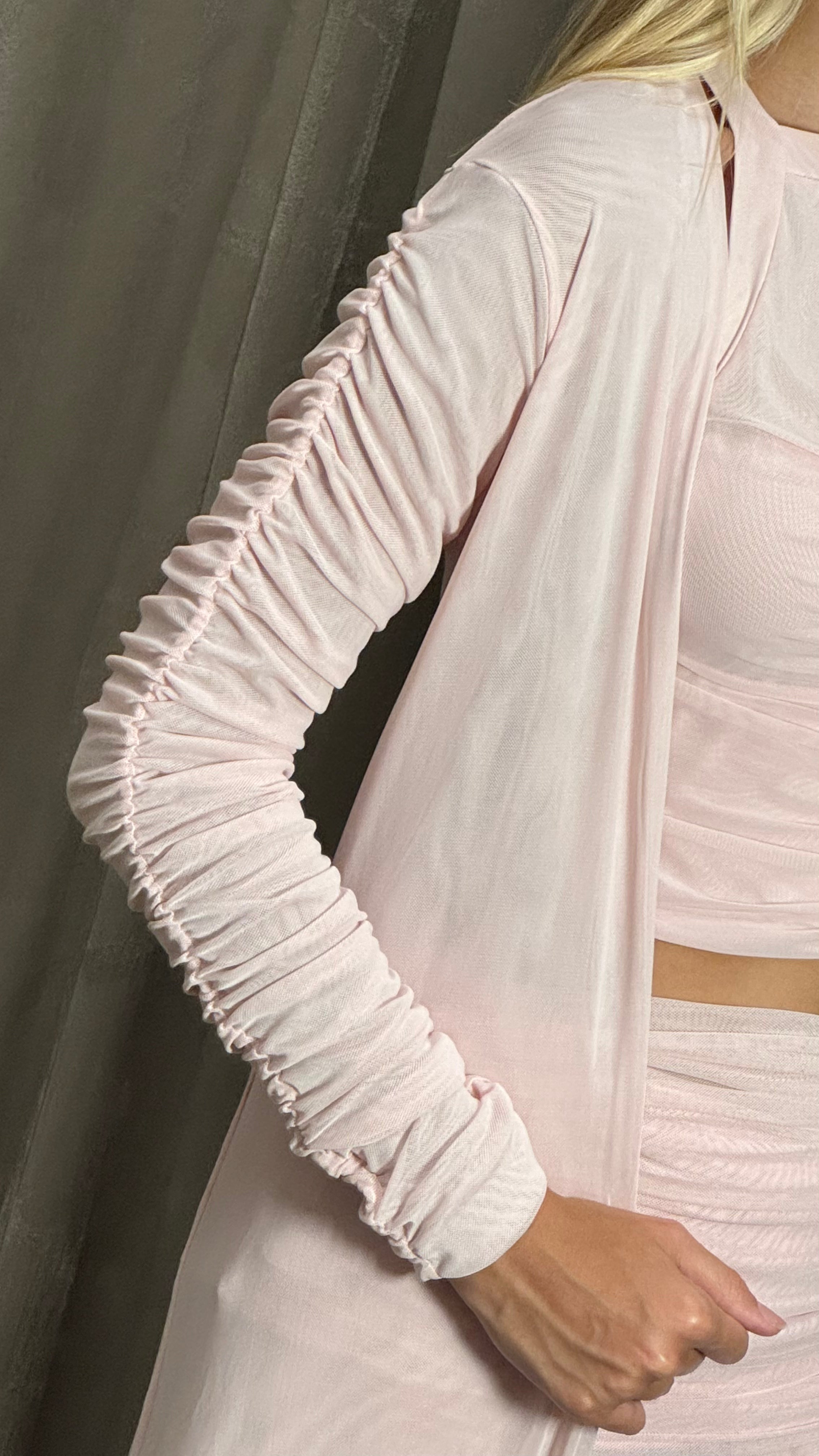 Conjunto Calça Top e Cardigan em Tule