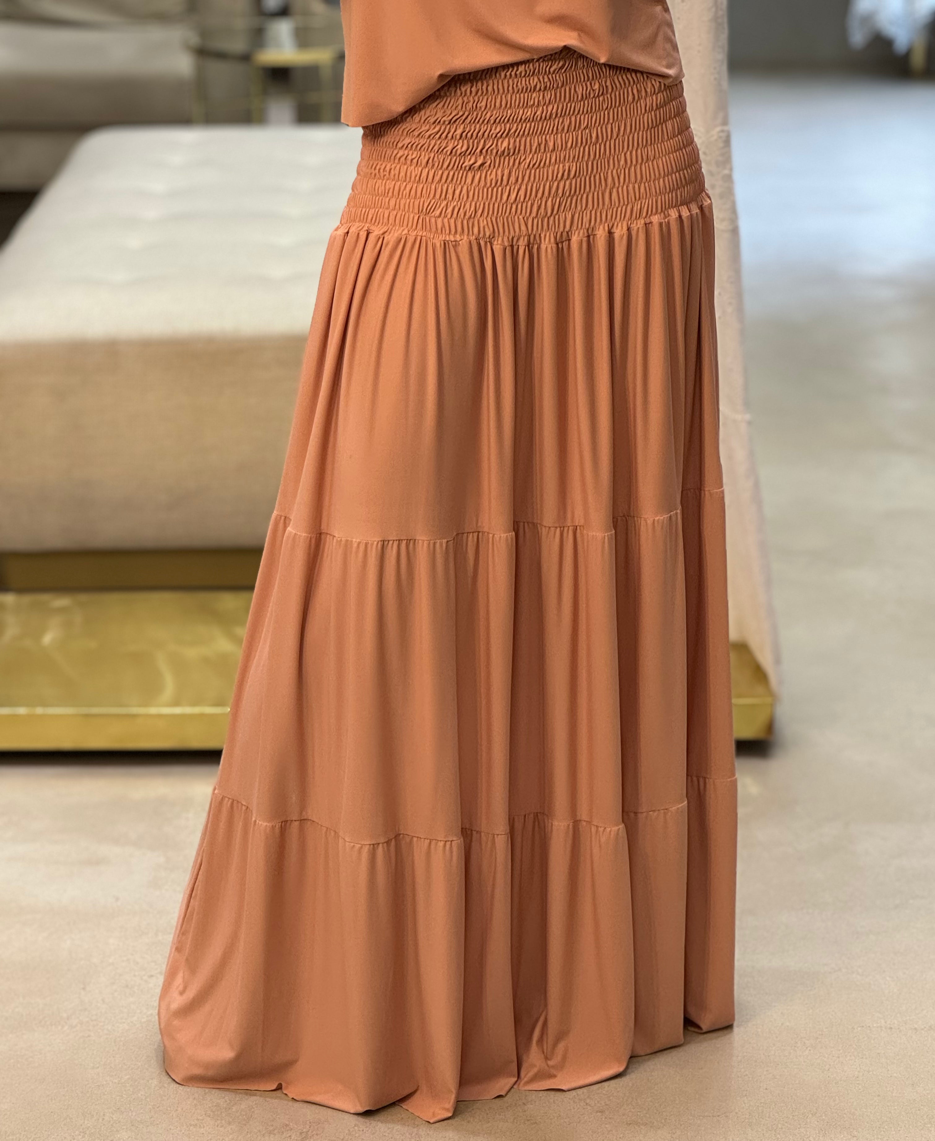 Conjunto Malha Fria Saia E Blusa Gola Alta