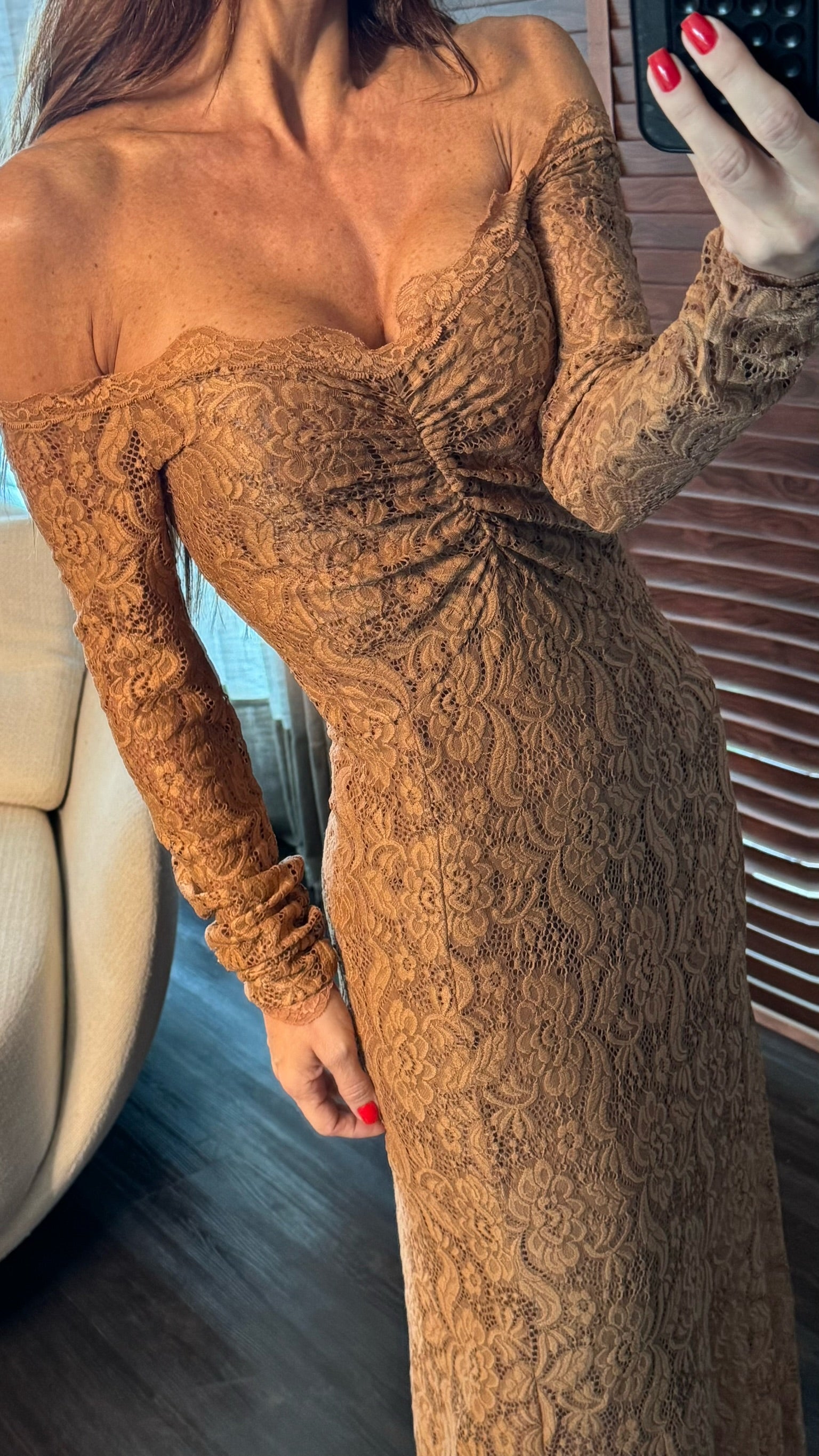 Vestido Ombro A Ombro De Renda