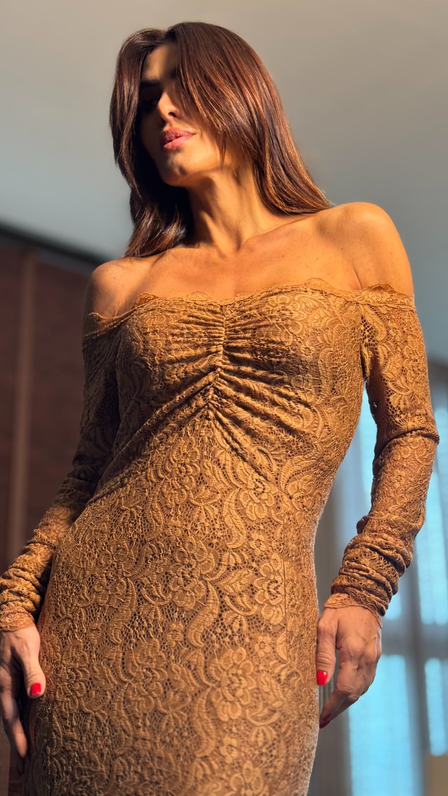 Vestido Ombro A Ombro De Renda