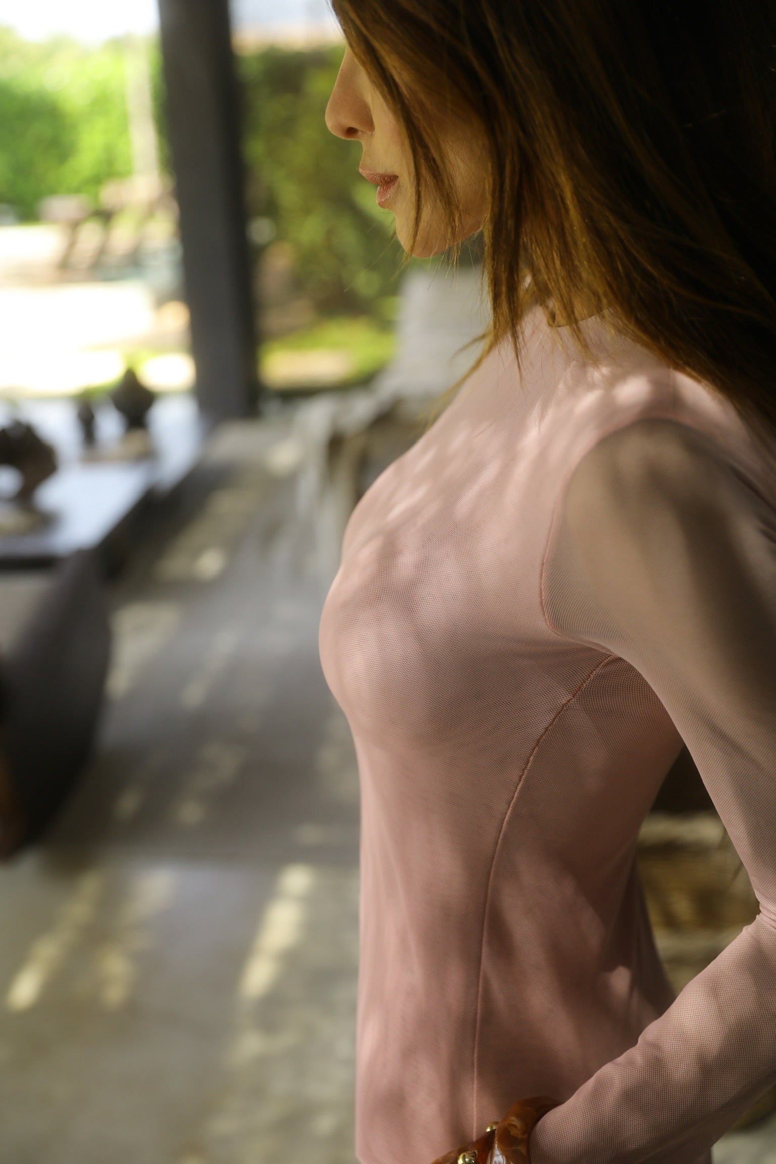 Vestido Em Tule Tie Dye Manga Longa