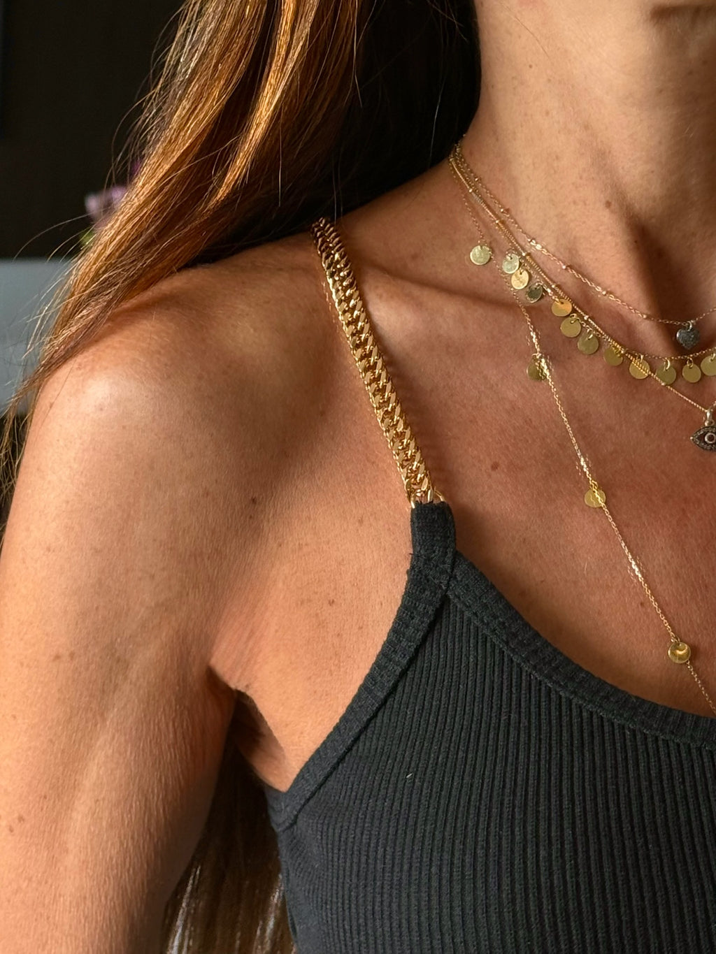 Regata Malha Canelada Com Alça De Corrente