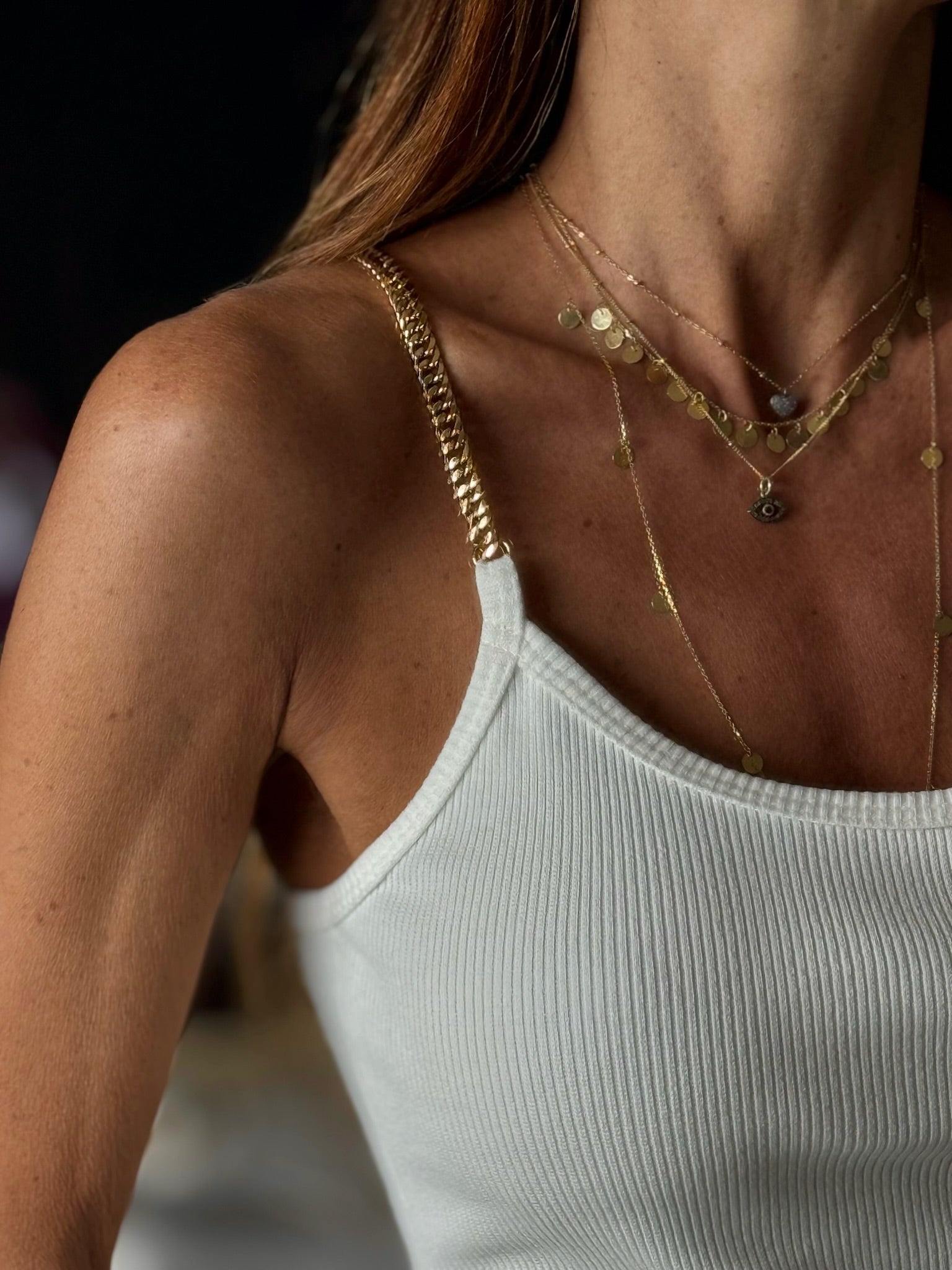 Regata Malha Canelada Com Alça De Corrente