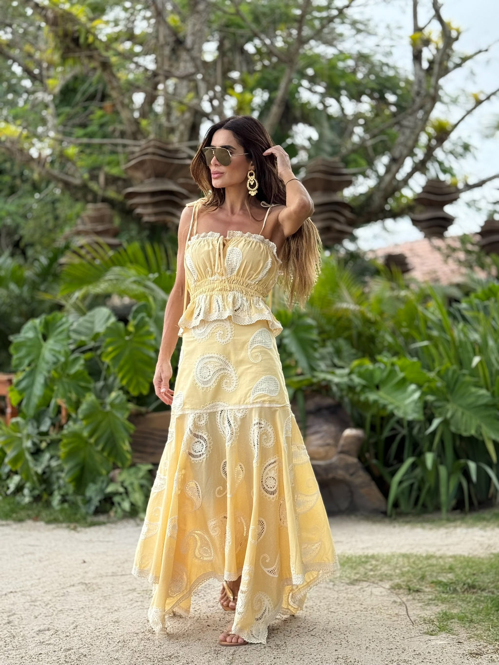 Conjunto Em Laise Com Saia Em Pontas E Top