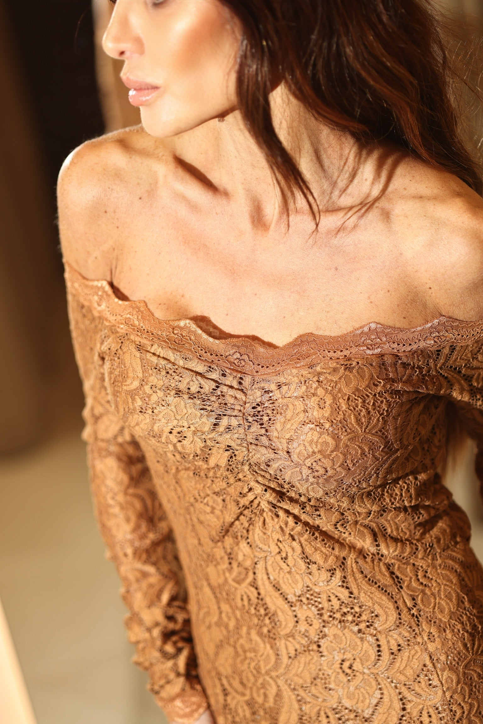 Vestido Ombro A Ombro De Renda