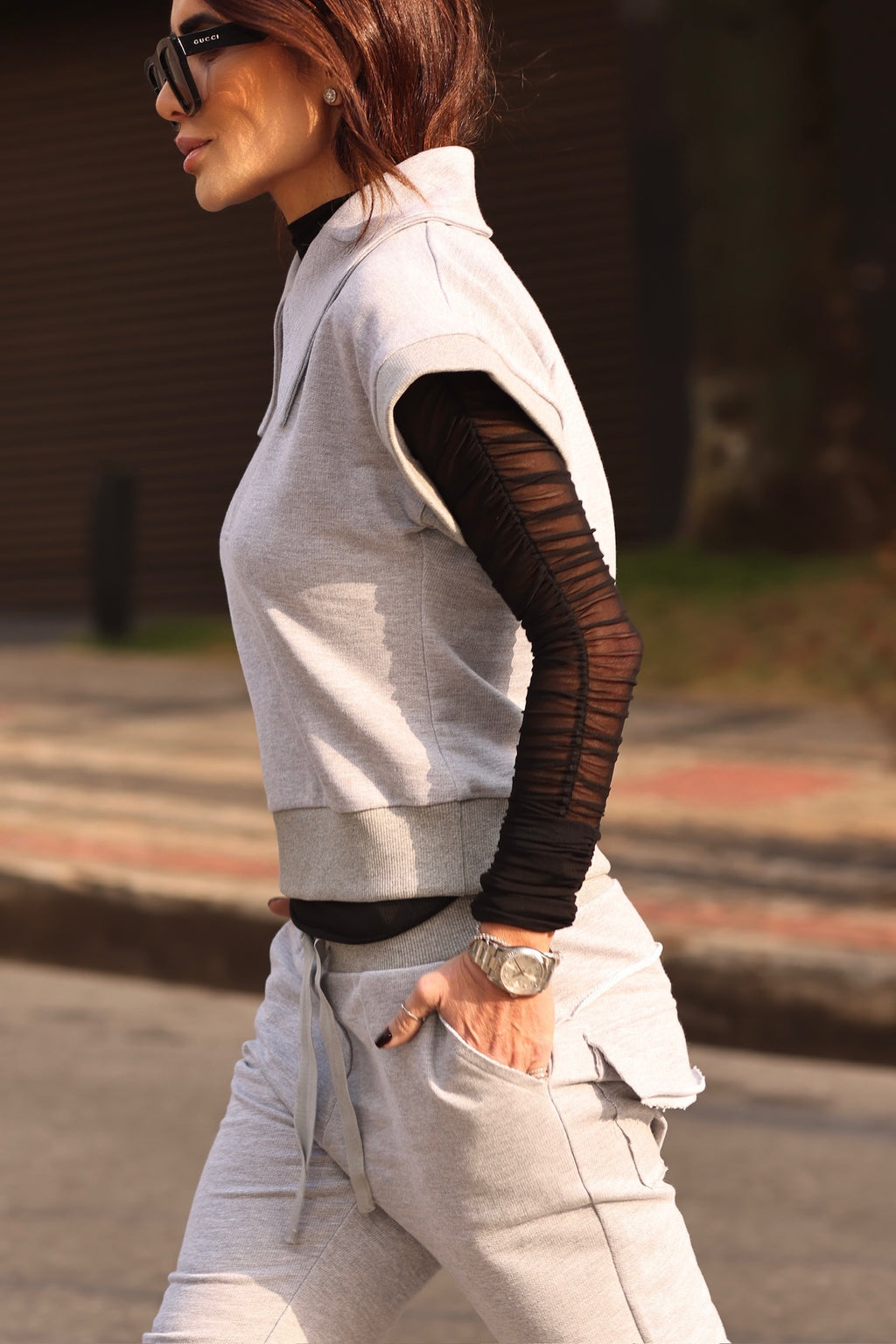 Conjunto De Moletom S/Manga Com Calça Jogger