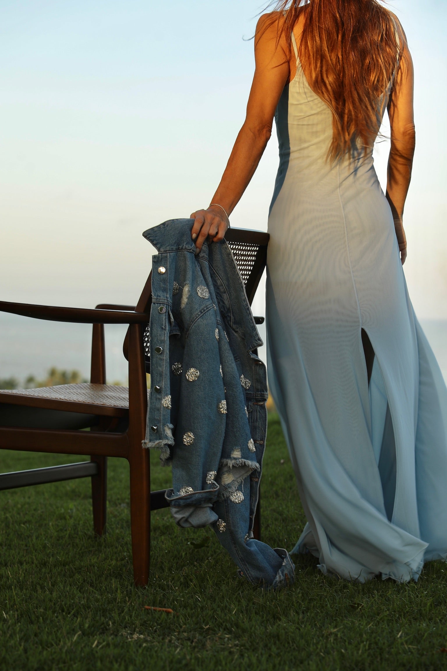 Jaqueta Jeans Bordada Em Mini Poás