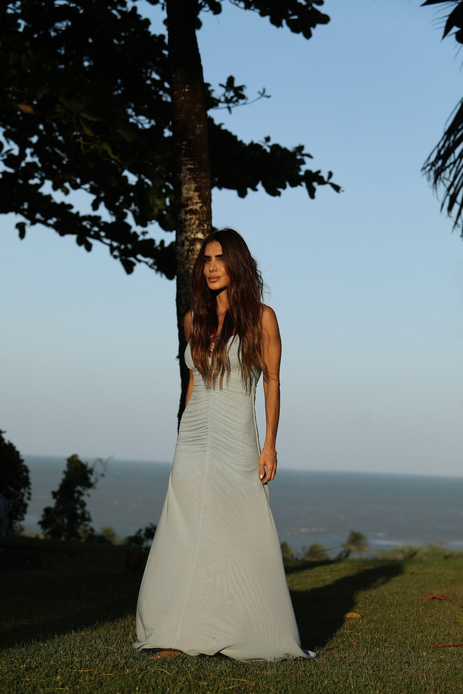 Vestido De Tule De Alcinha Franzido