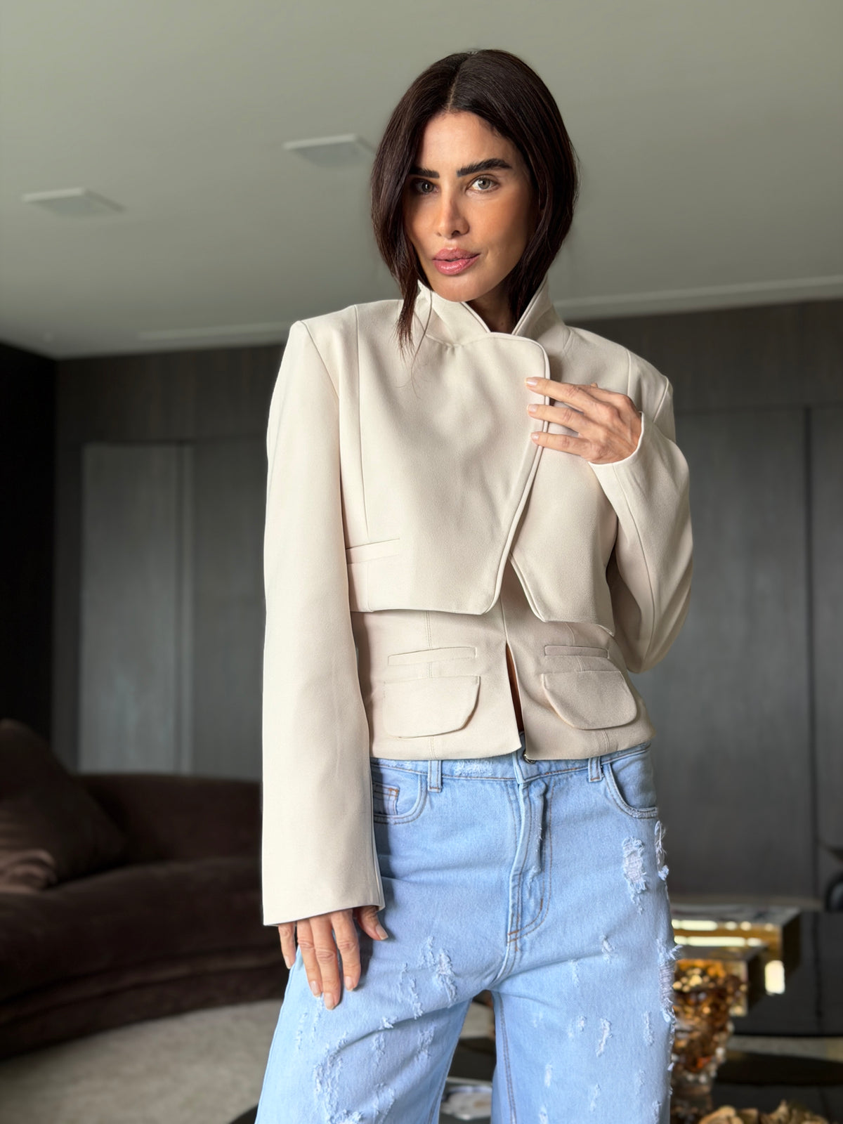 Blazer Alfaiataria Cropped