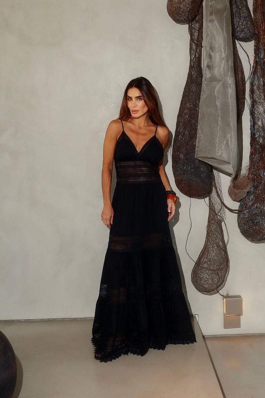 Vestido De Alcinha Em Cambraia De Algodão Com Entremeio Em Renda