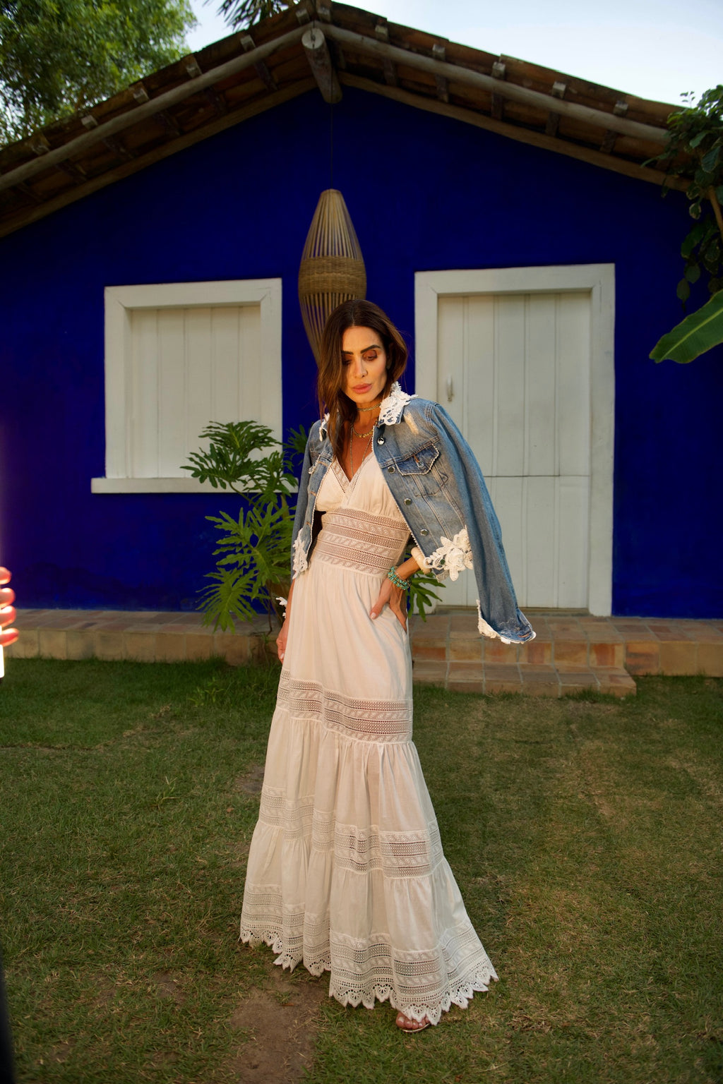 Vestido De Alcinha Em Cambraia De Algodao Com Entremeio Em Renda