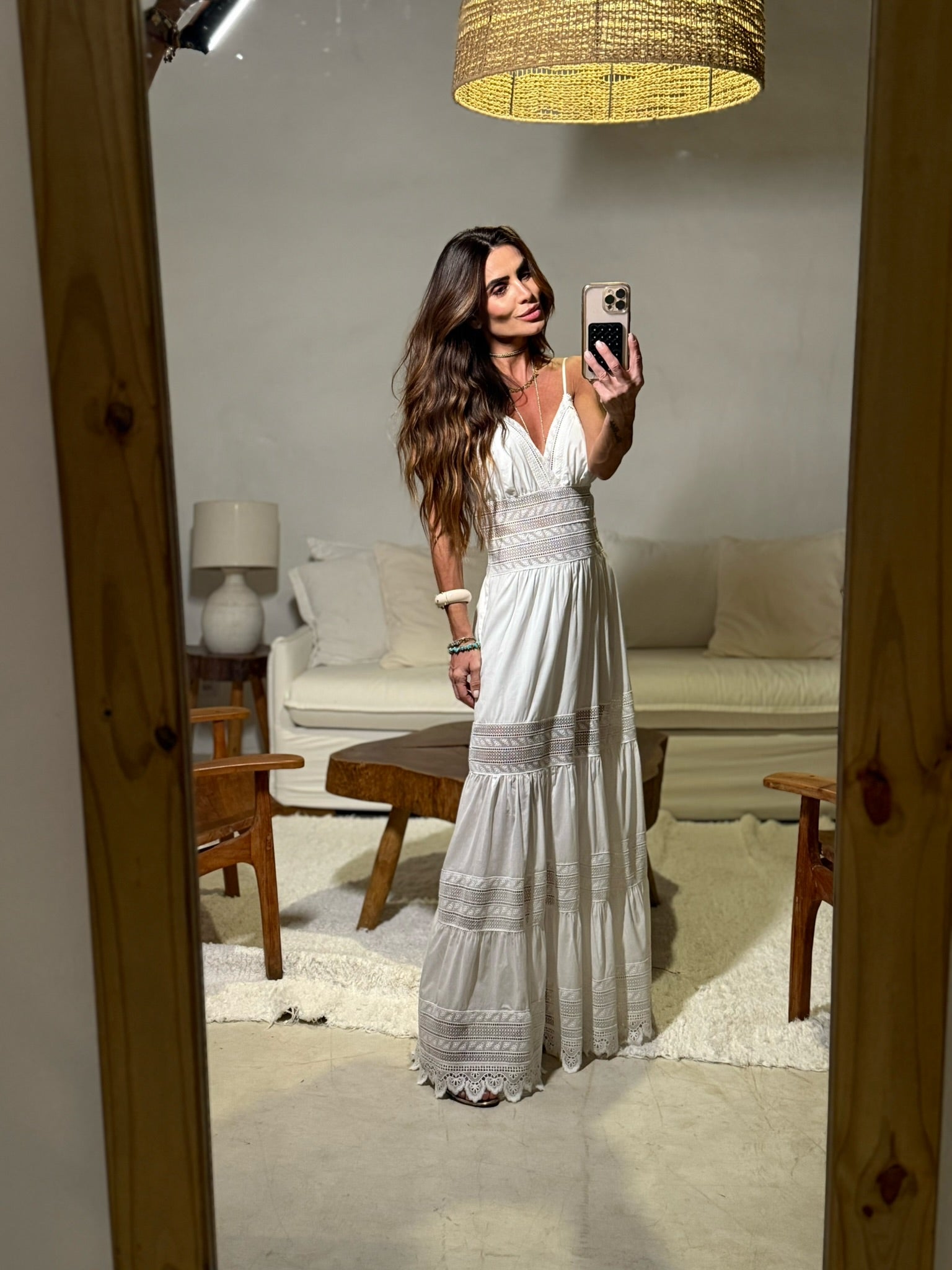 Vestido De Alcinha Em Cambraia De Algodao Com Entremeio Em Renda