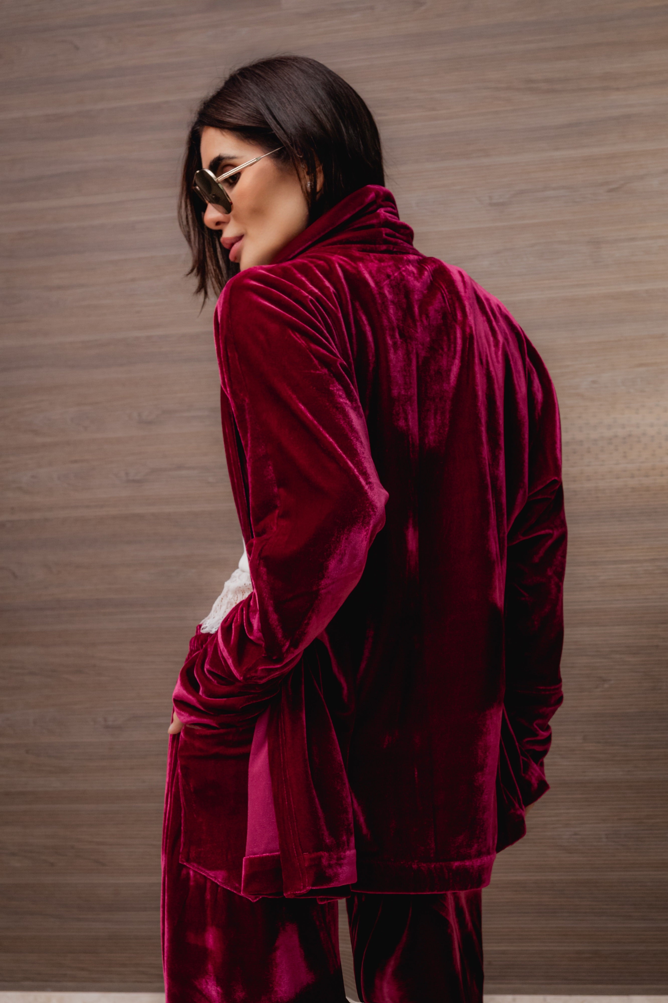 Conjunto Kimono e Pantalona em Veludo