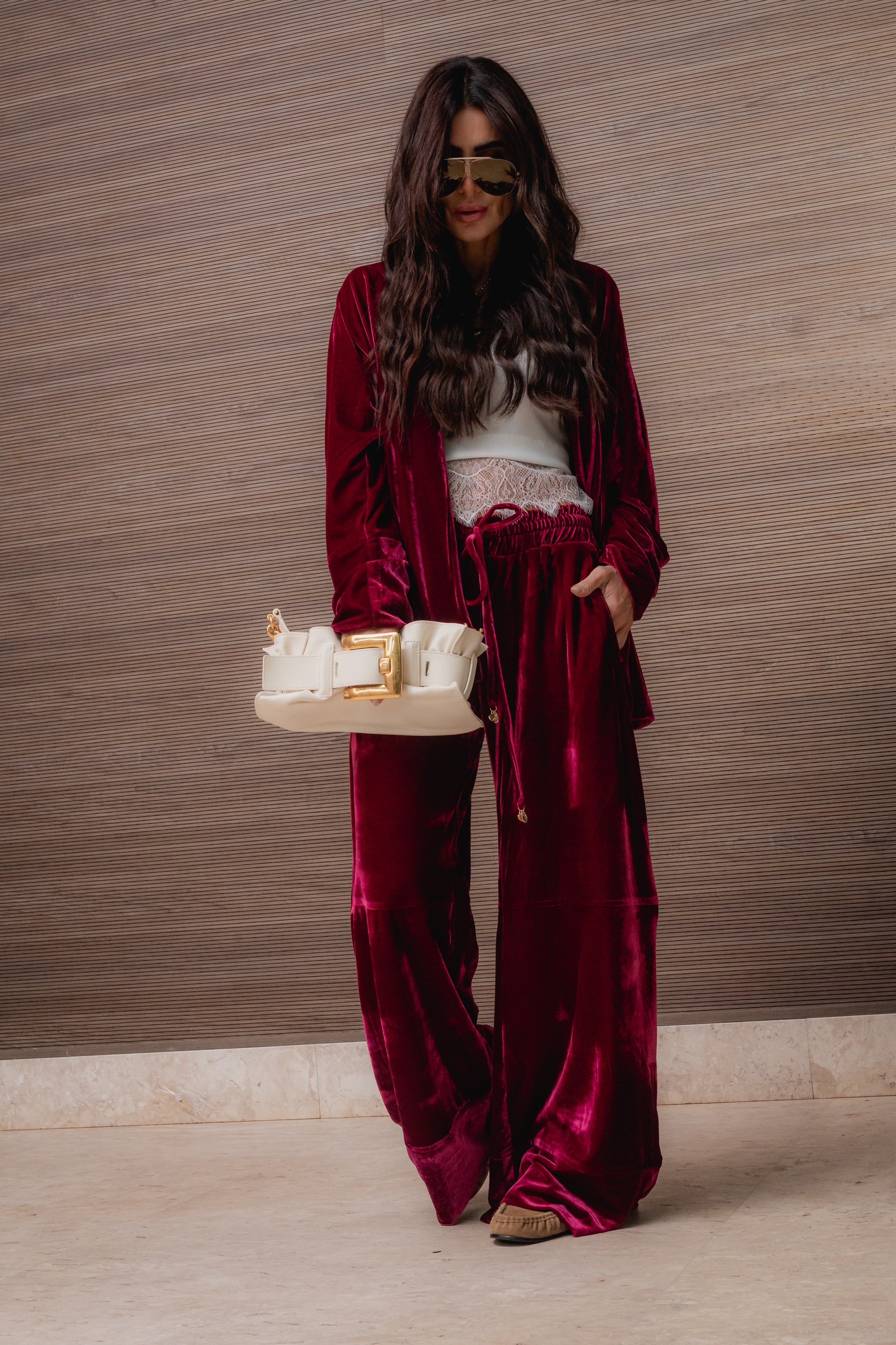 Conjunto Kimono e Pantalona em Veludo