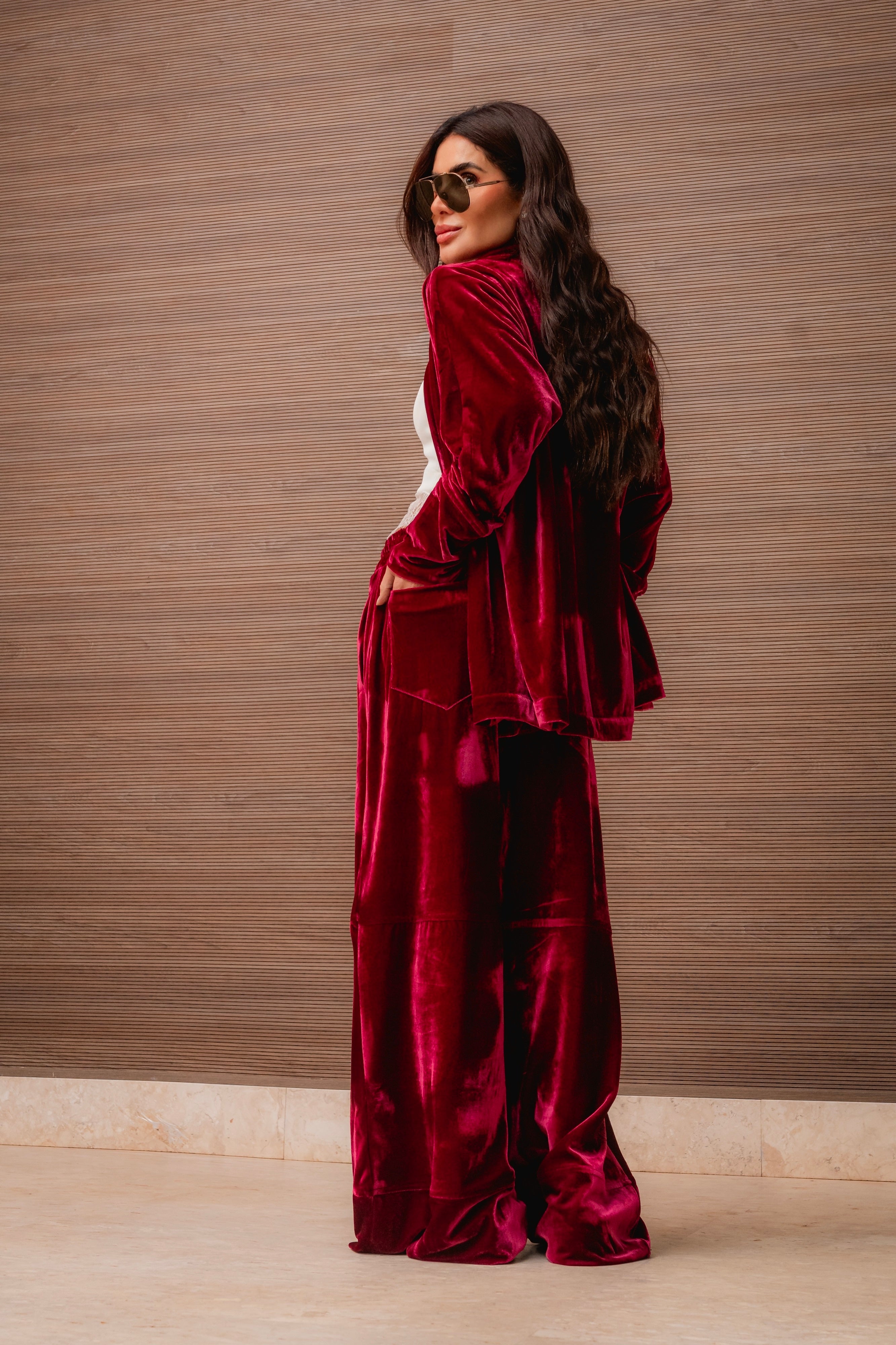 Conjunto Kimono e Pantalona em Veludo