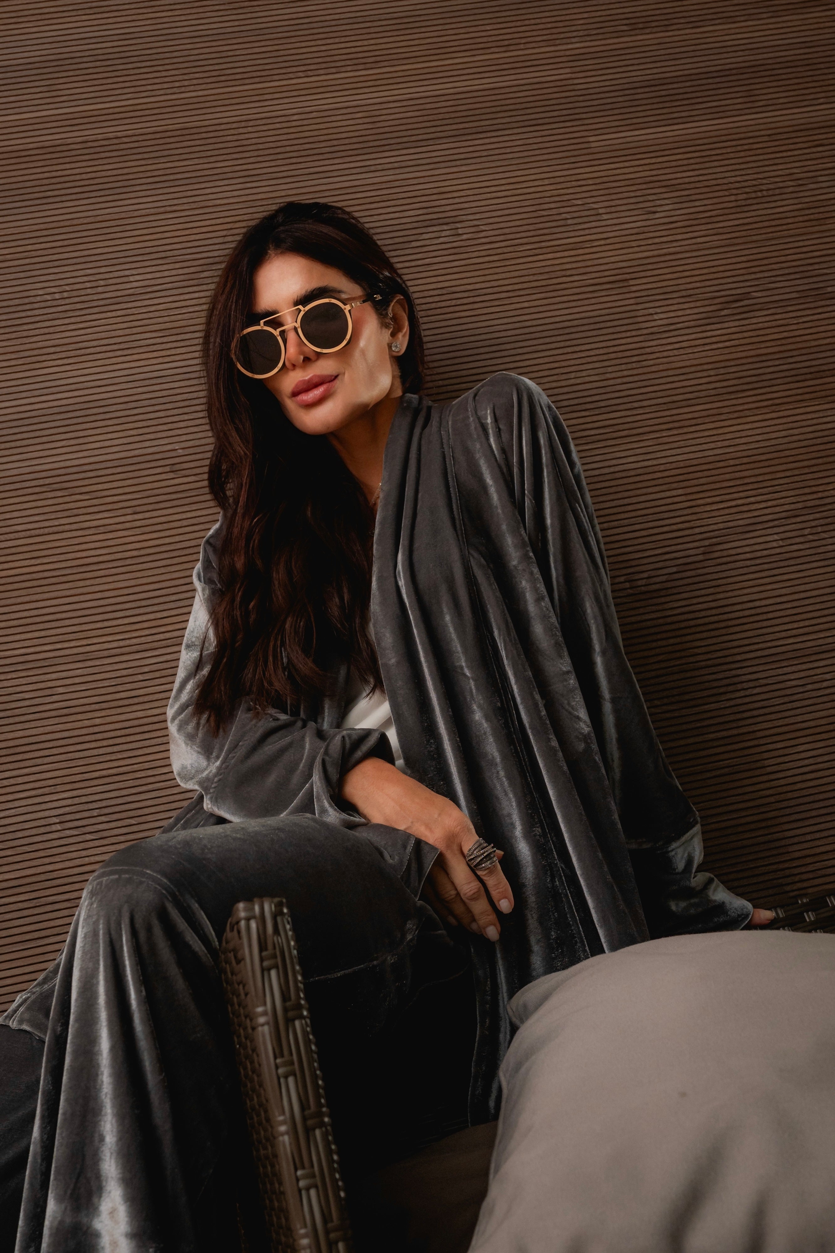 Conjunto Kimono e Pantalona em Veludo