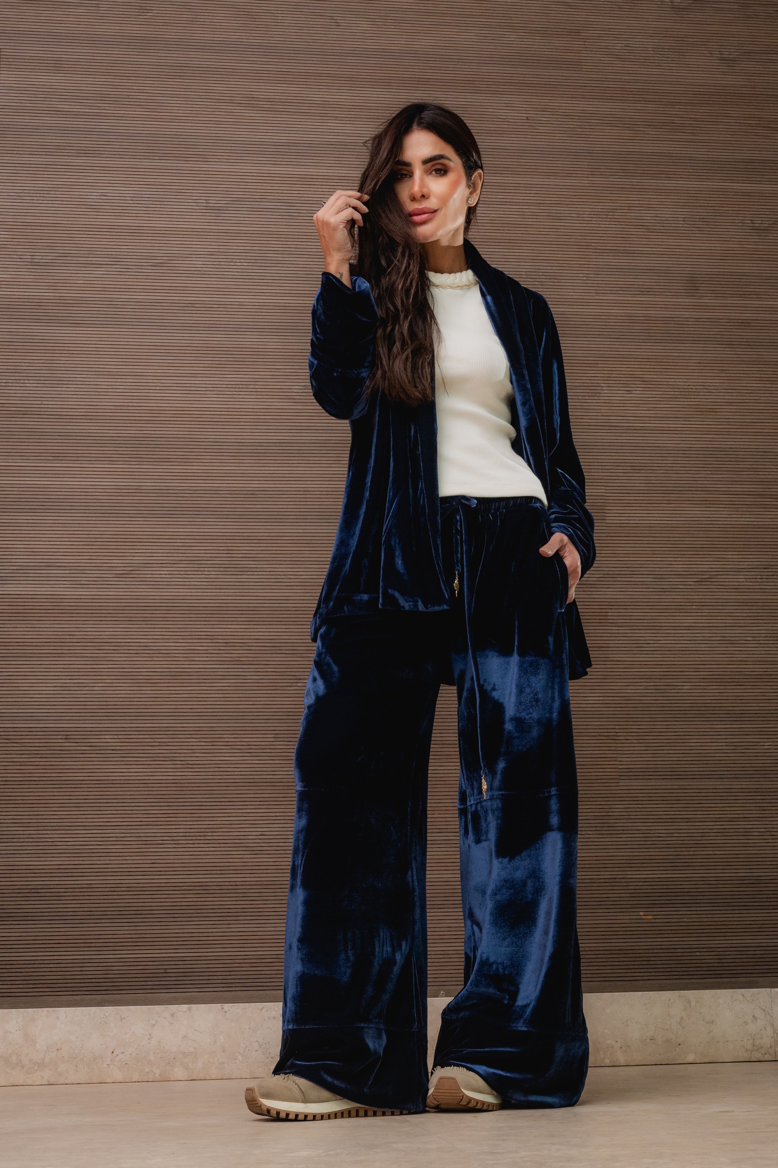 Conjunto Kimono e Pantalona em Veludo