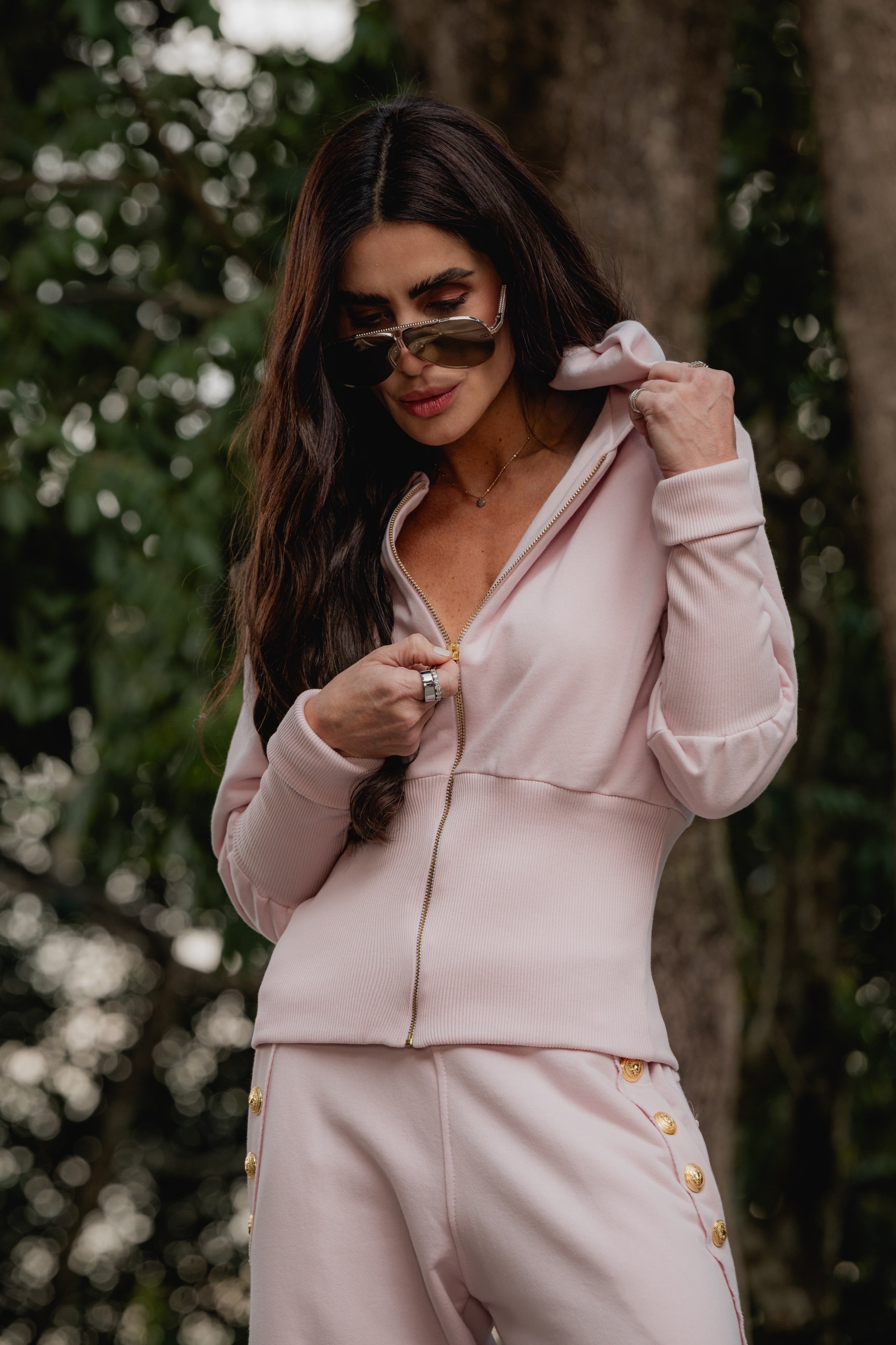 Conjunto Moletom Pantalona com Detalhes em Ribana