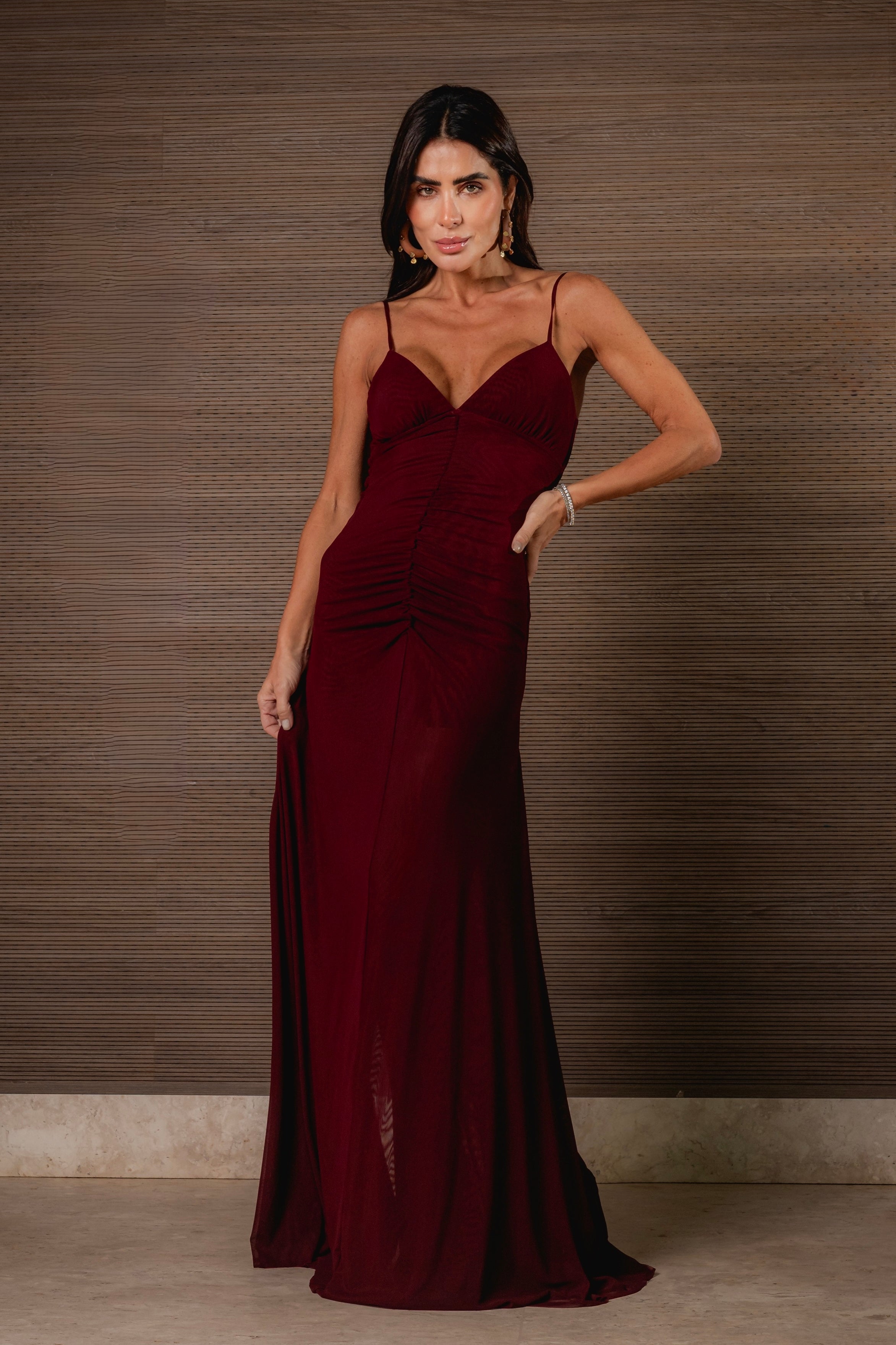 Vestido De Tule De Alcinha Franzido