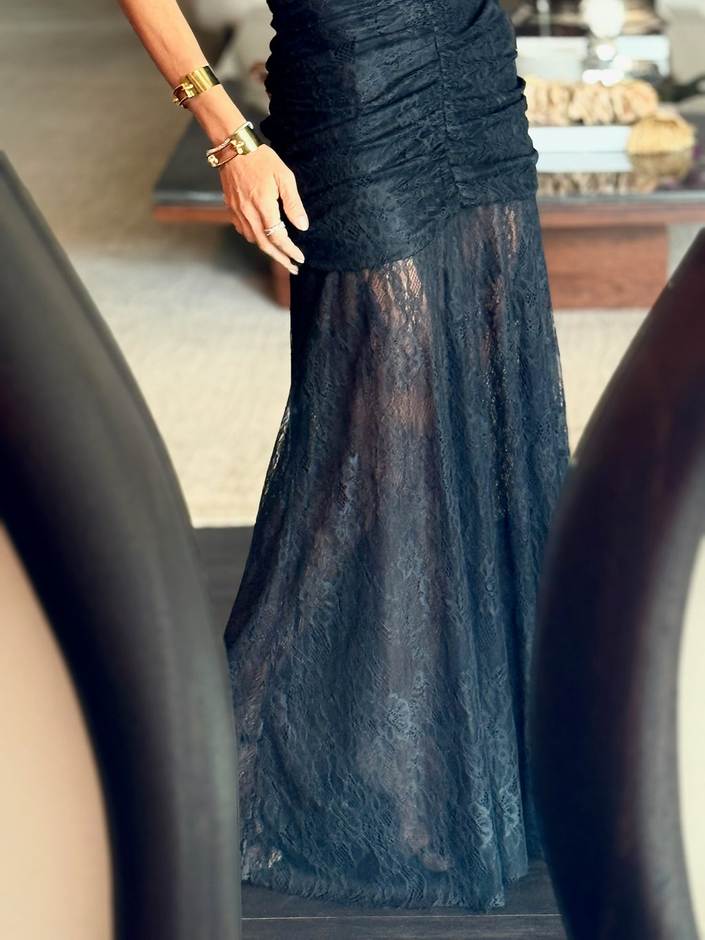 Vestido De Renda Franzido