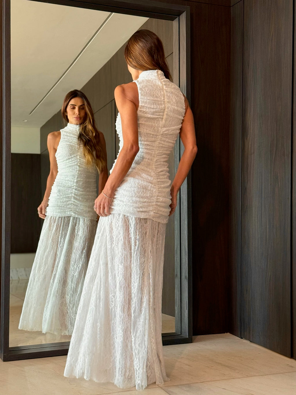 Vestido De Renda Franzido