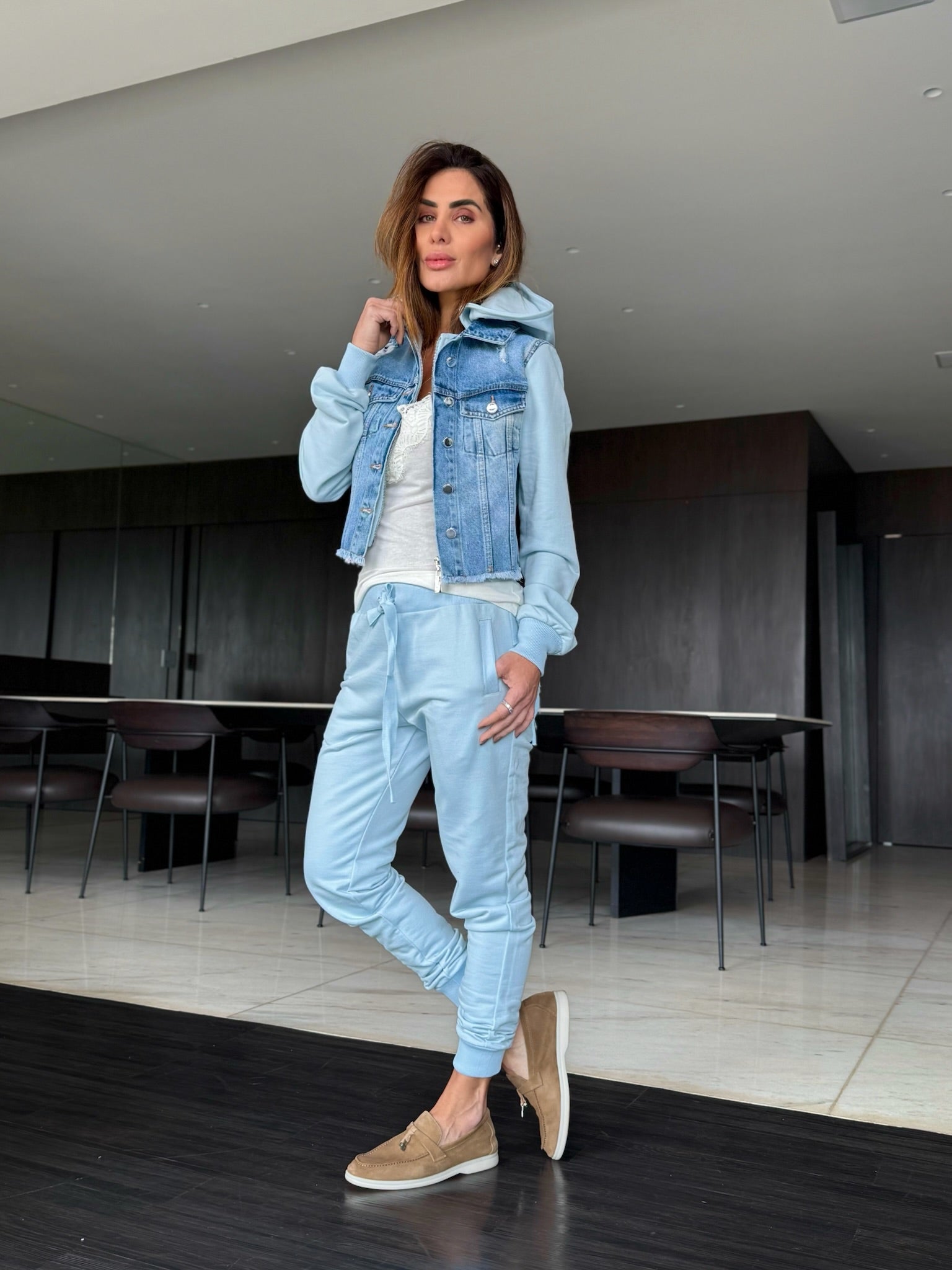 Conjunto Jaqueta E Calça Jeans Moletom