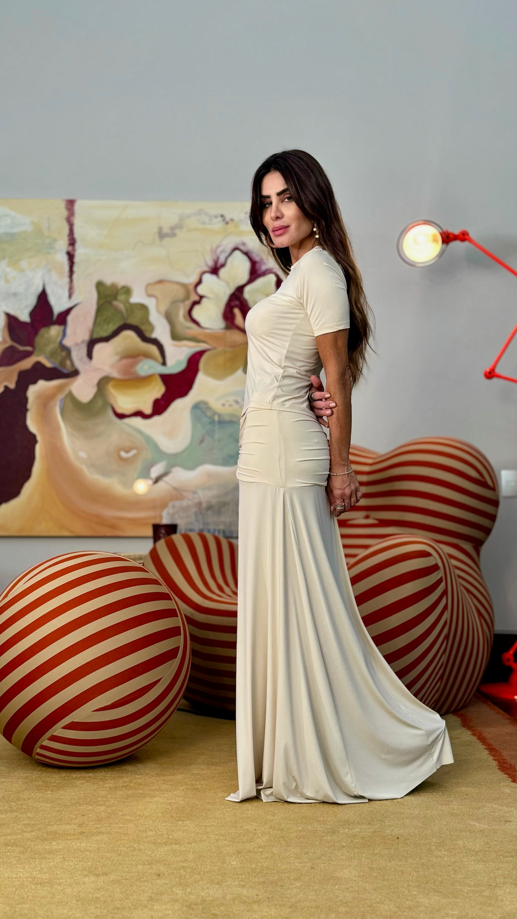 Conjunto Blusa E Saia Franzido De Malha Fria